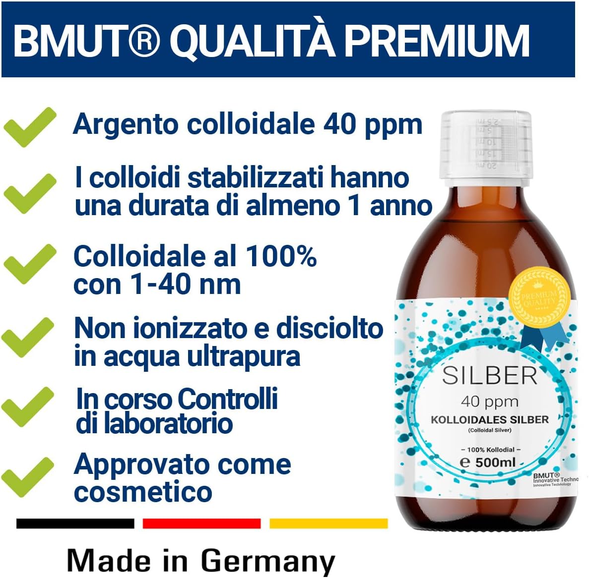Argento Colloidale 40 ppm - 500ml con Spray 30ml - immagine 2