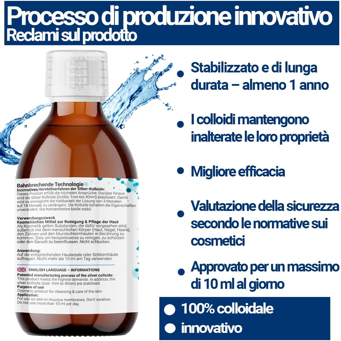 Argento Colloidale 40 ppm - 500ml con Spray 30ml - immagine 3