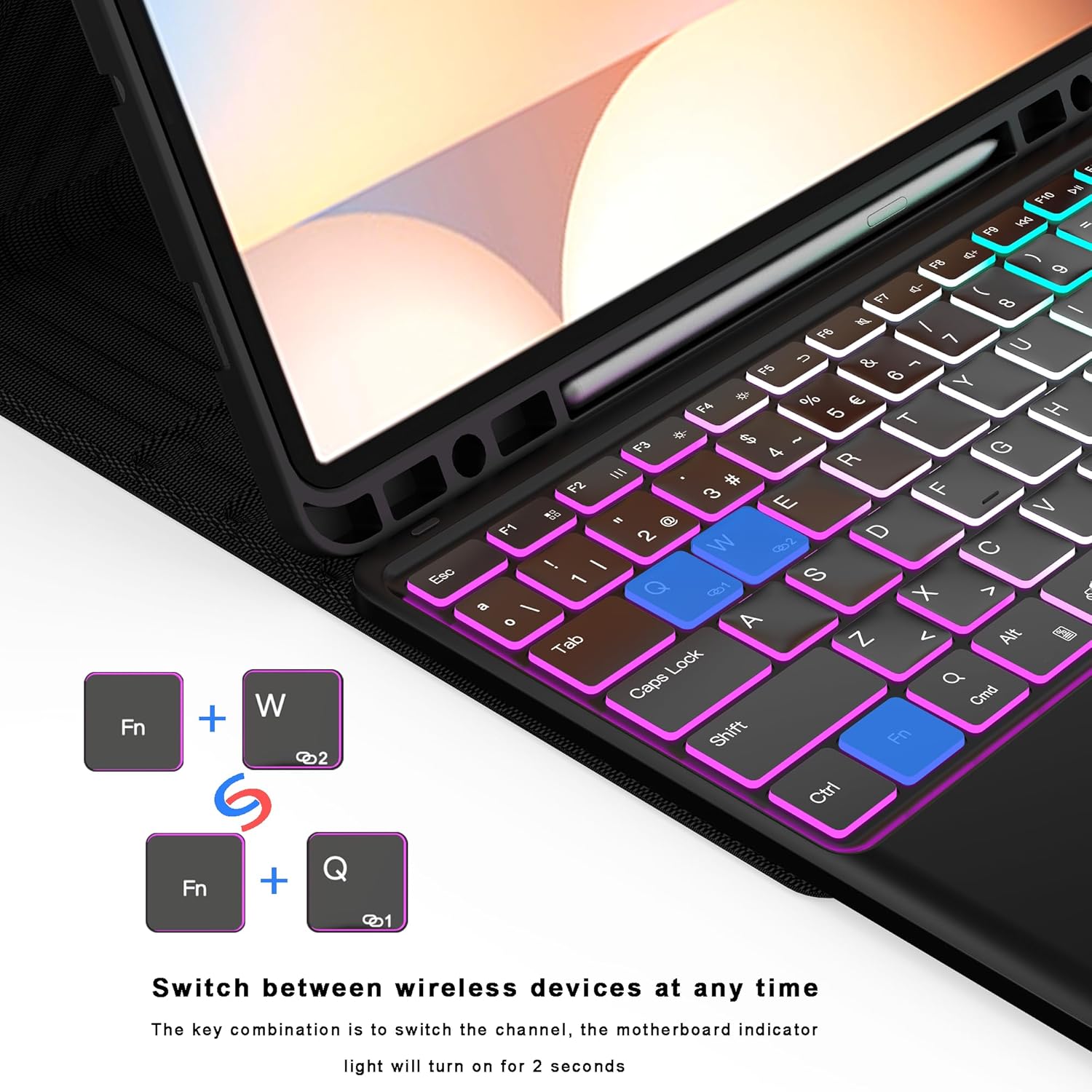 Custodia con Tastiera per Samsung Galaxy Tab S9 FE+/S9+/S10+ - immagine 3