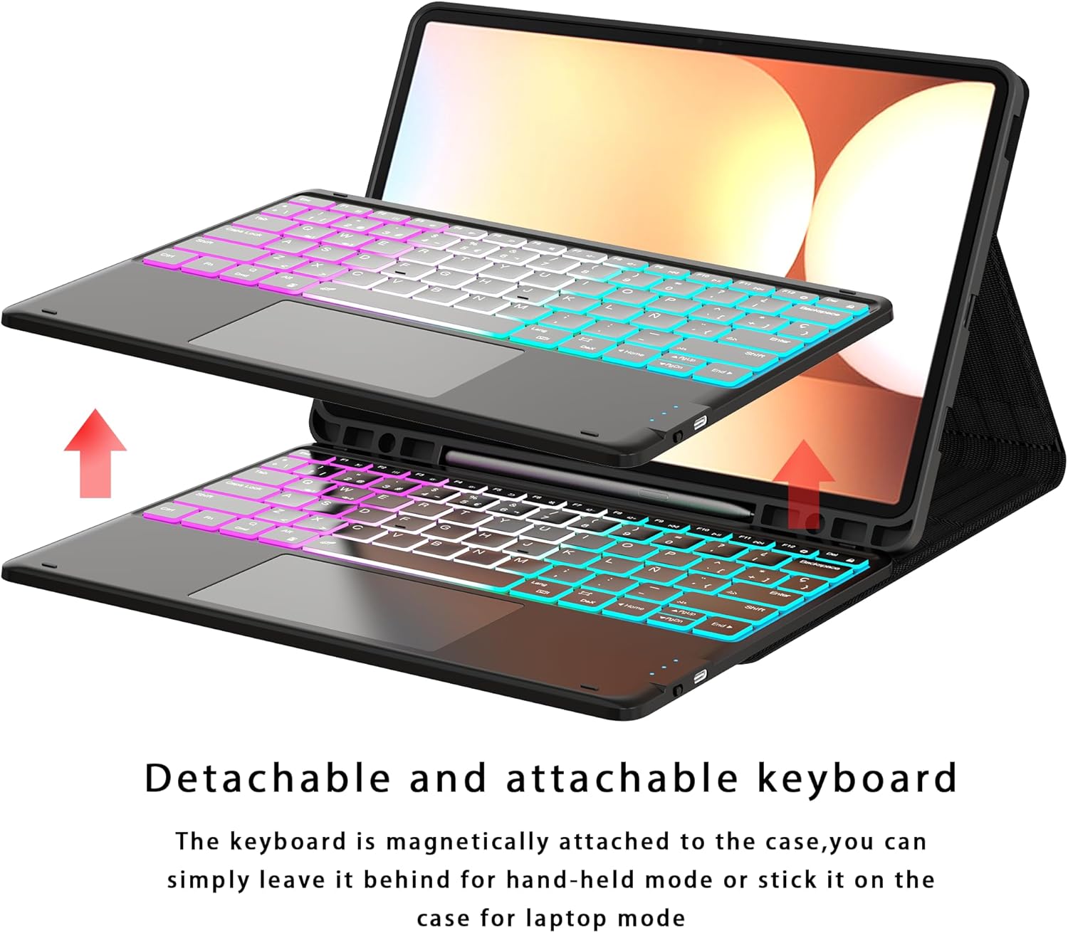 Custodia con Tastiera per Samsung Galaxy Tab S9 FE+/S9+/S10+ - immagine 6