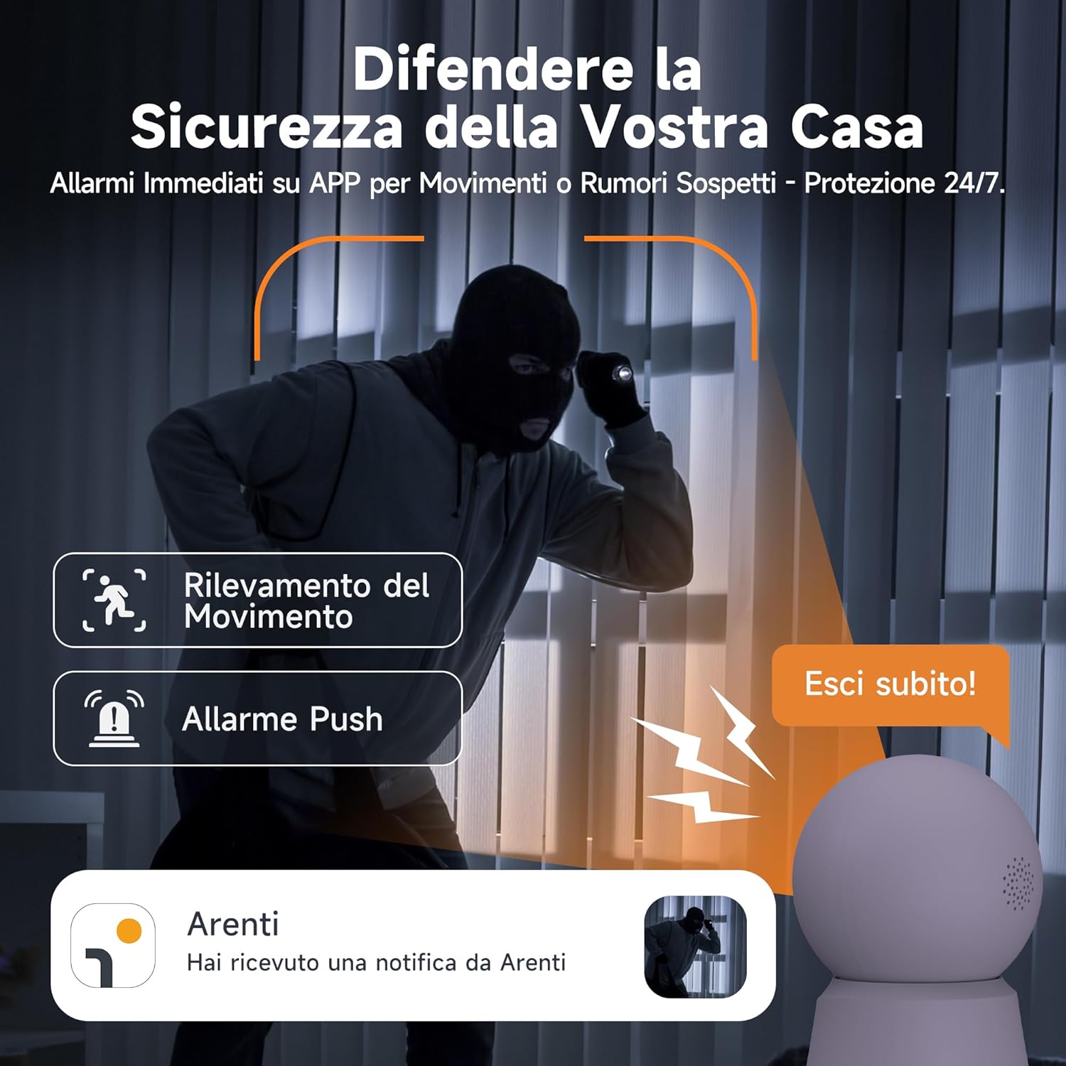 Laxihub Telecamera Wi-Fi Interno 2K 3MP PTZ 355° - immagine 4