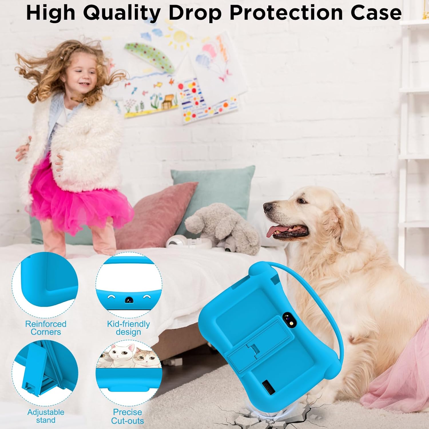 Ascrecem Tablet Android 7 Pollici per Bambini, Blu - immagine 5