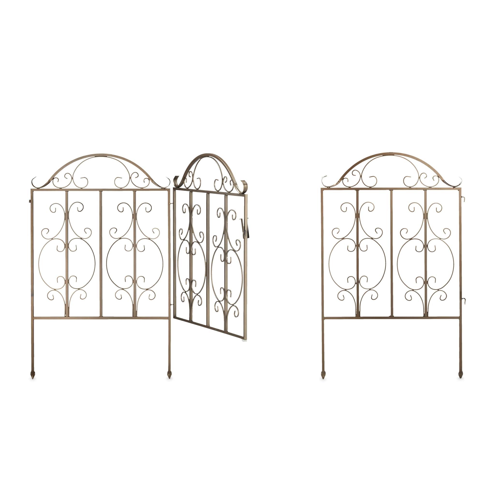 Relaxdays Cancello da Giardino 3 Parti HL98,5x185 cm, Bronzo