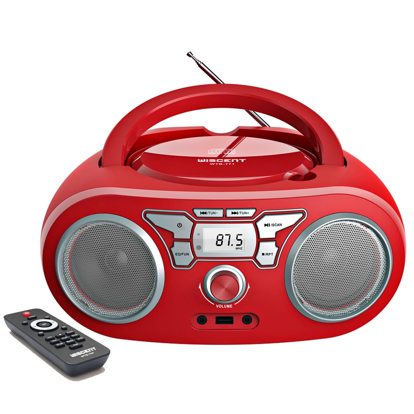 Wiscent Lettore CD Boombox Portatile con Radio FM