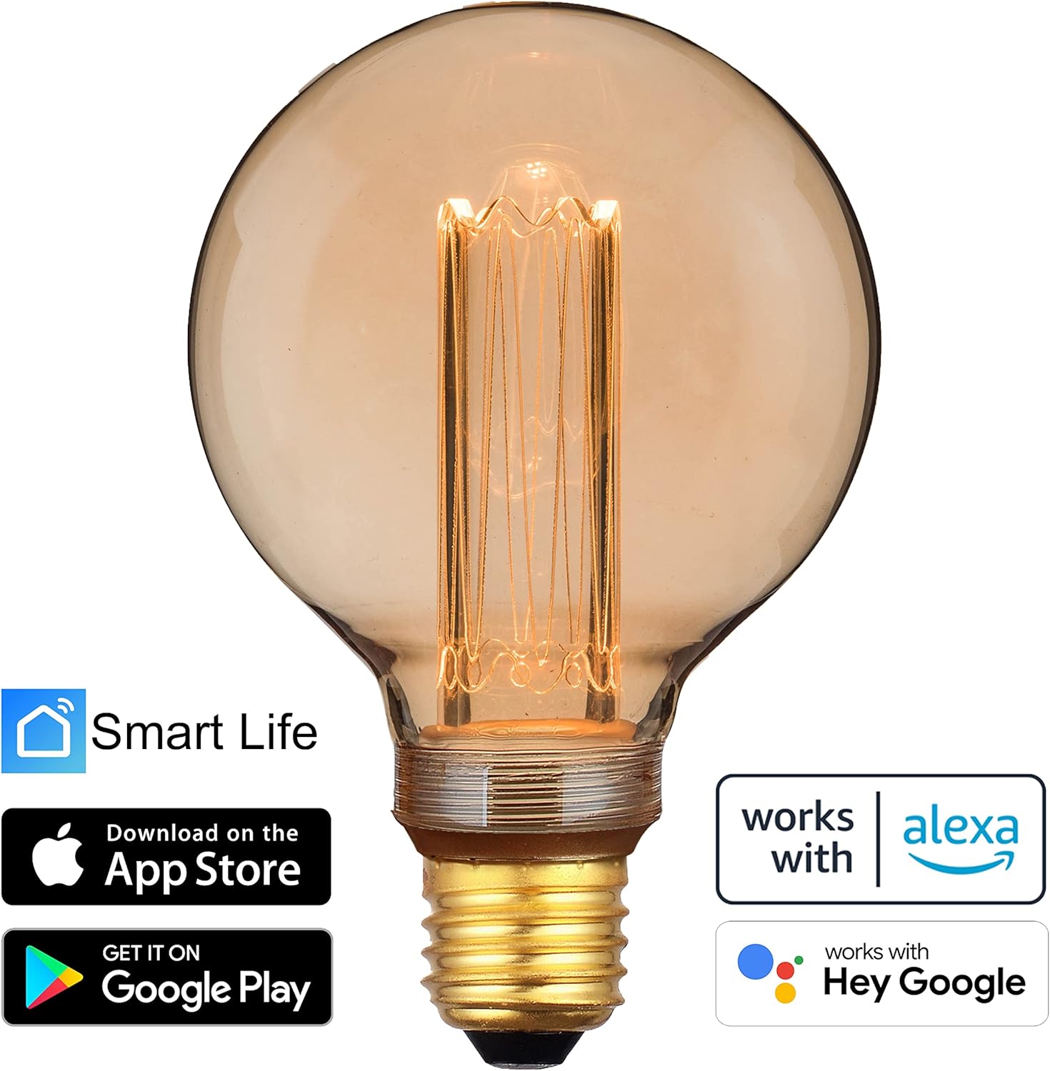 Greenandco 4x Lampadina LED Smart WiFi E27 G95 3.8W - immagine 2