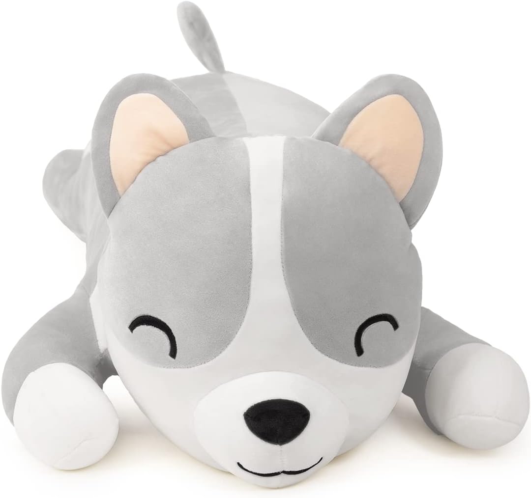 SNOWOLF Shiba Inu - Cuscino Peluche Cane 100 cm, Grigio - immagine 5