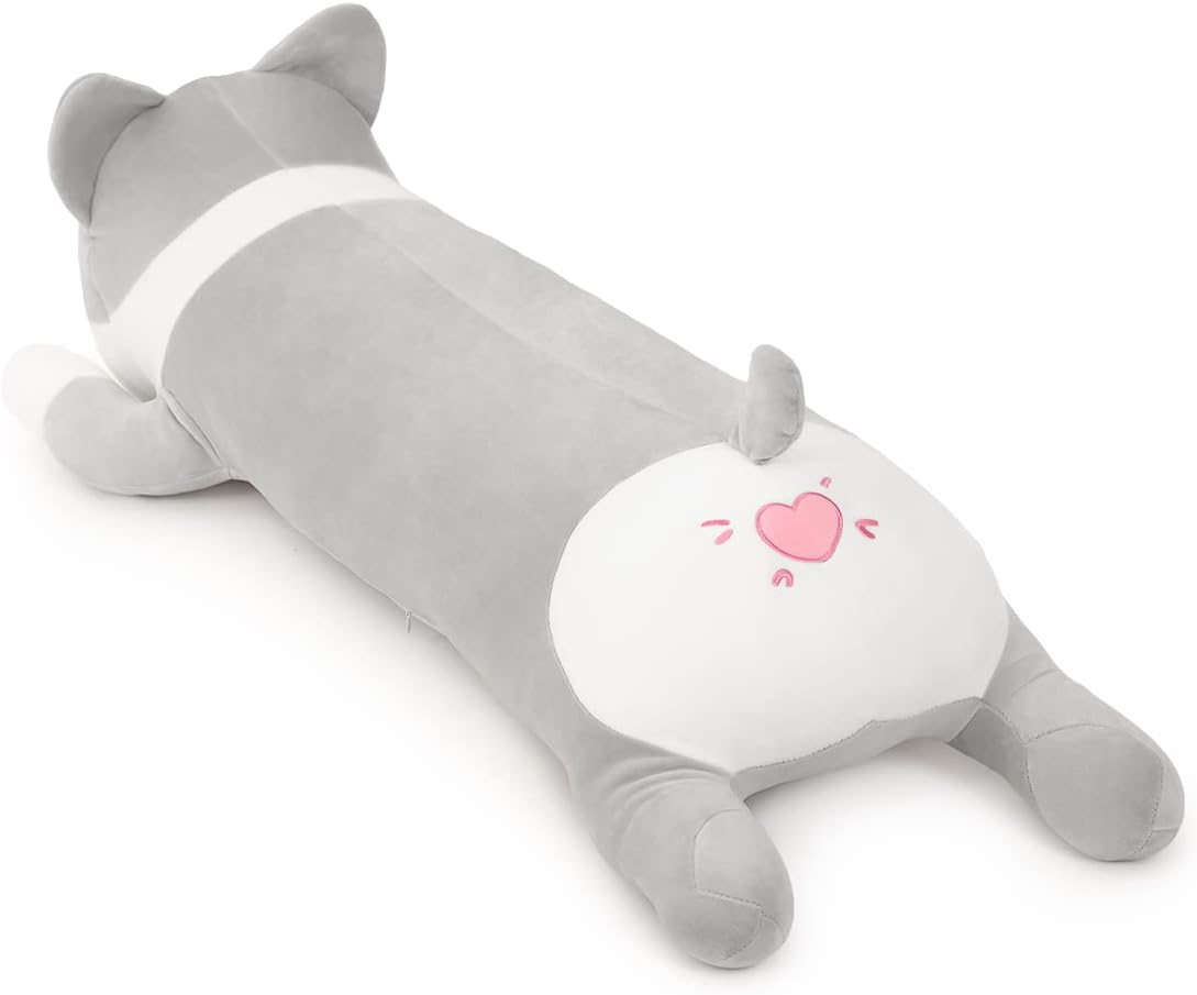 SNOWOLF Shiba Inu - Cuscino Peluche Cane 100 cm, Grigio - immagine 6