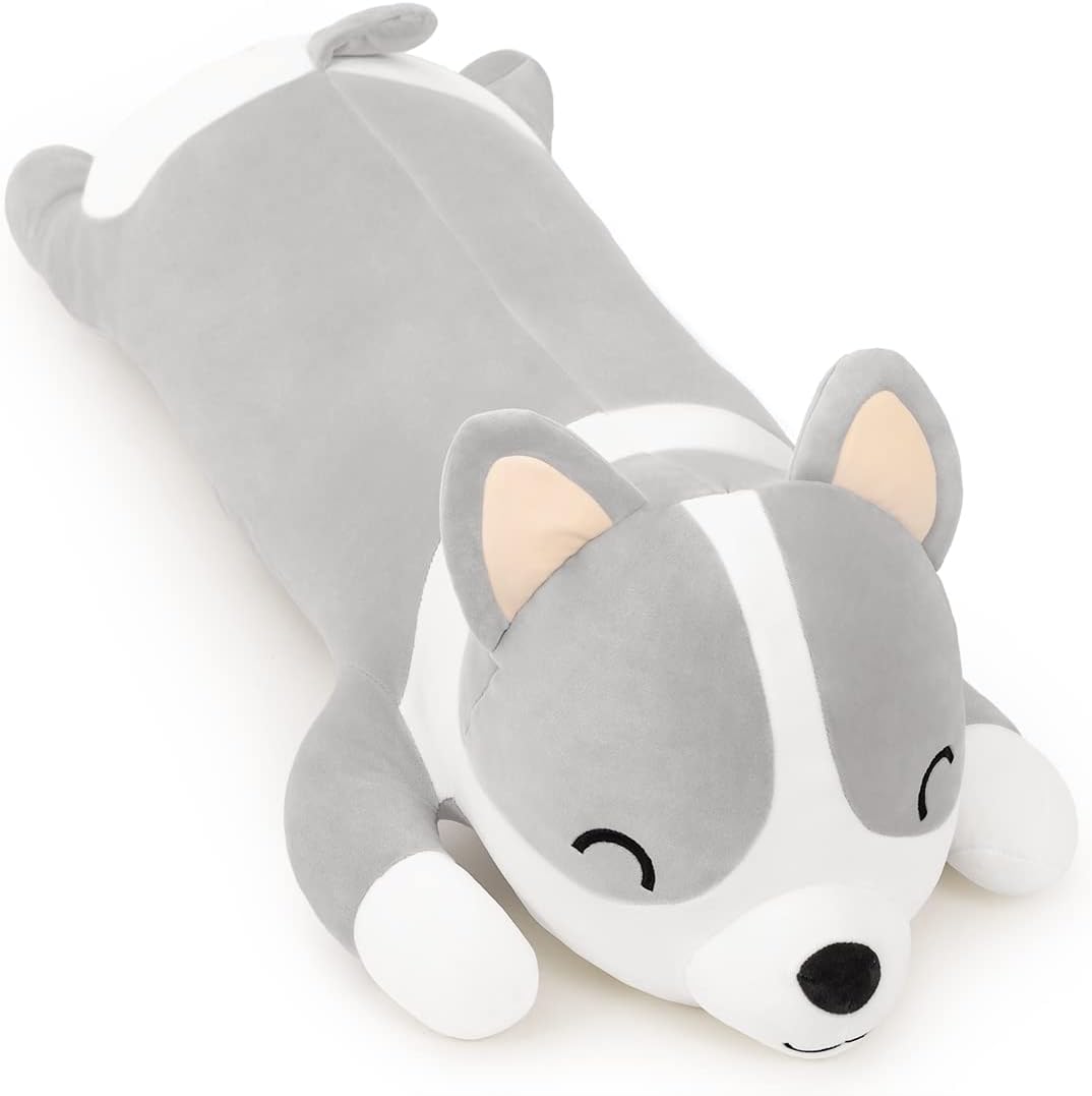 SNOWOLF Shiba Inu - Cuscino Peluche Cane 100 cm, Grigio - immagine 7