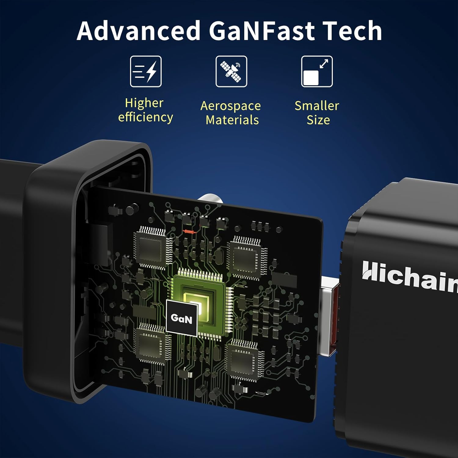 Hichain Caricatore USB-C 65W 3 Porte GaN con Cavo 1.2m - immagine 6