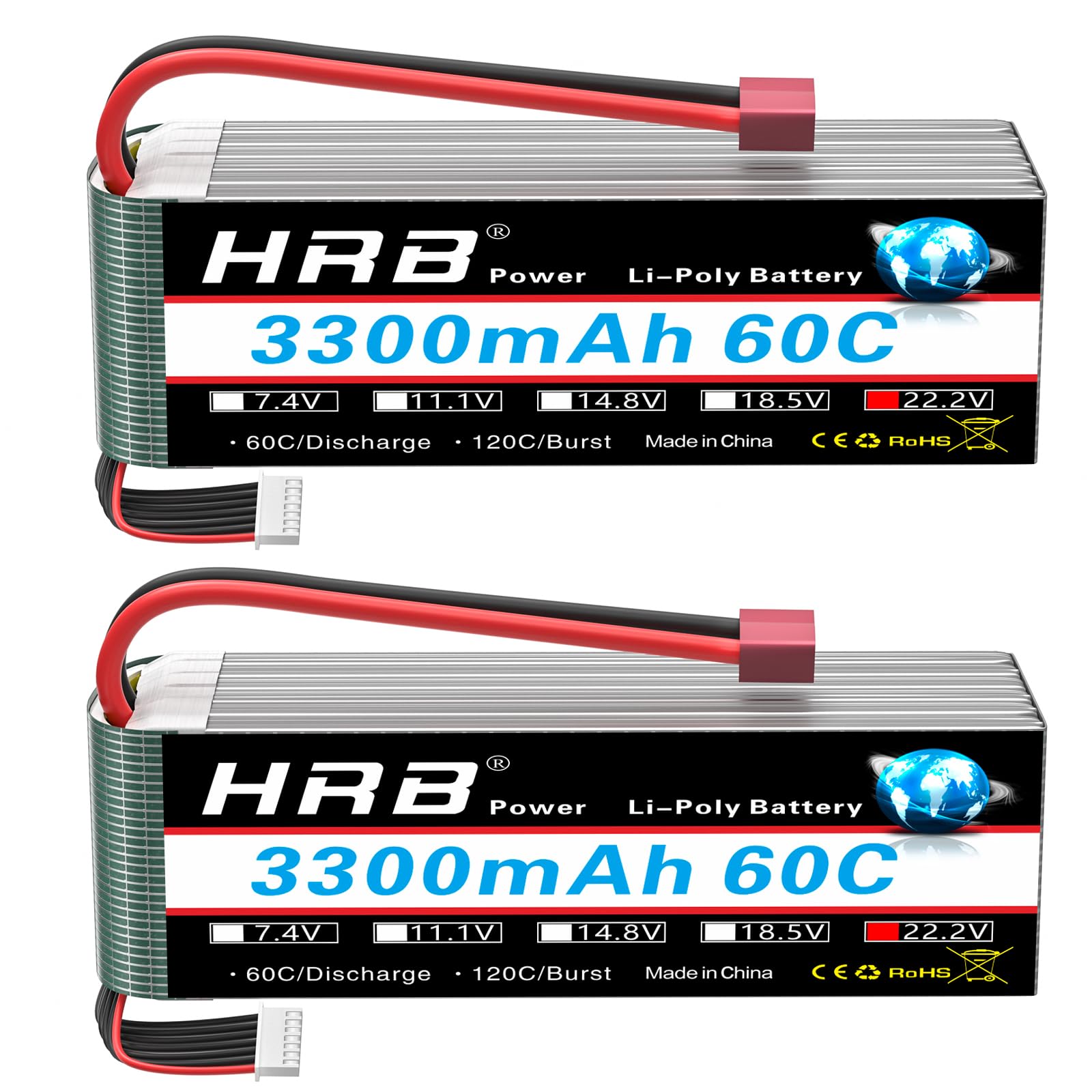 HRB 2x 6S 3300mAh 22.2V 60C LiPo Battery Pack