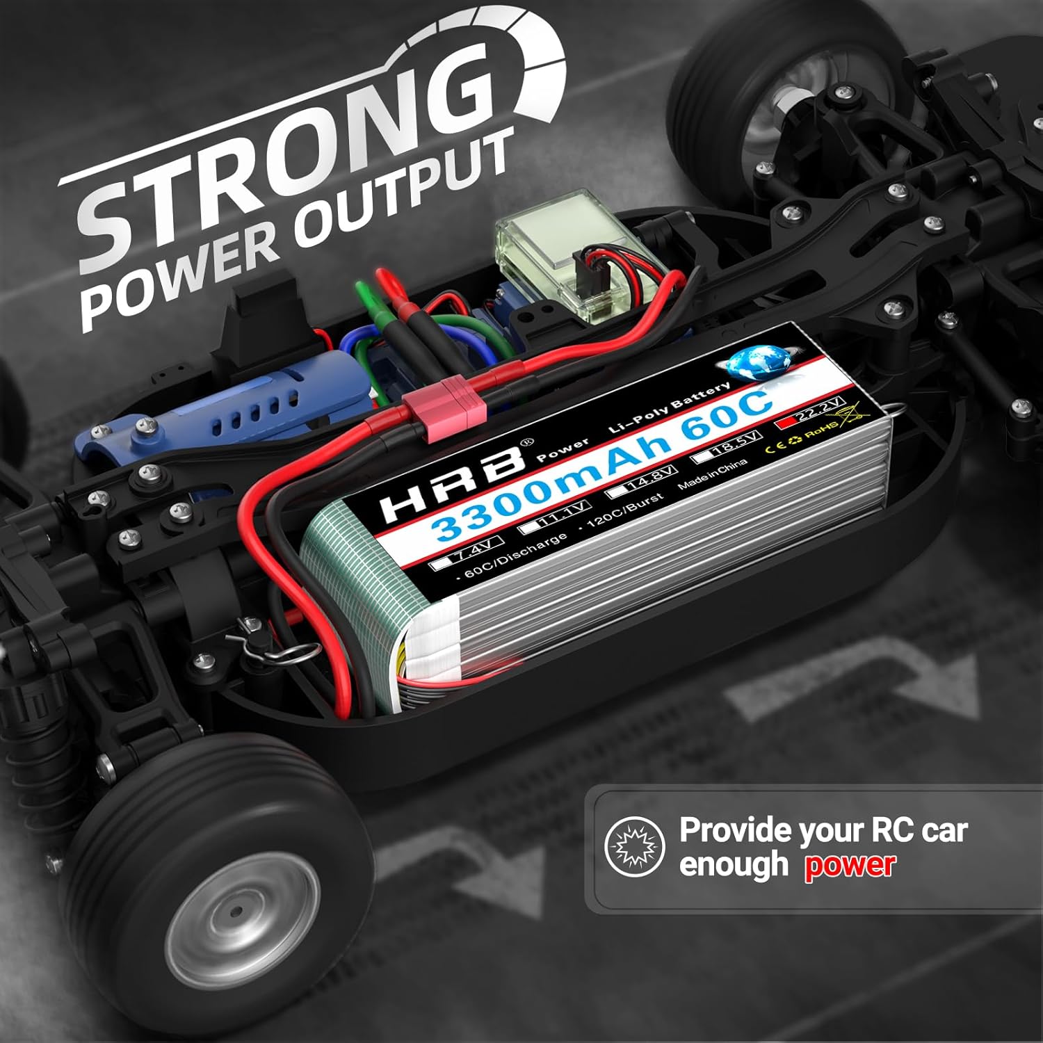 HRB 2x 6S 3300mAh 22.2V 60C LiPo Battery Pack - immagine 3