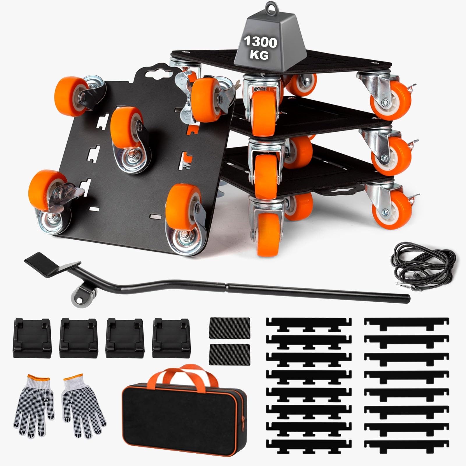 Kit Sollevatore Mobili Pesanti 1300kg con 5 Ruote Girevoli