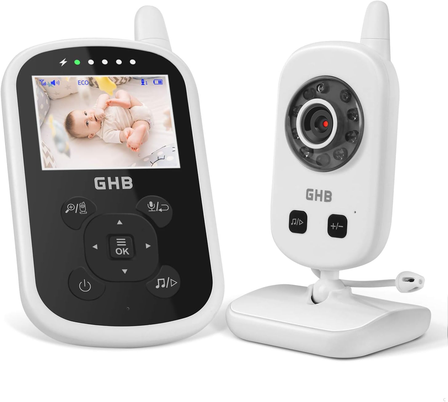 Ghb Baby Monitor con Videocamera Schermo 2.4"