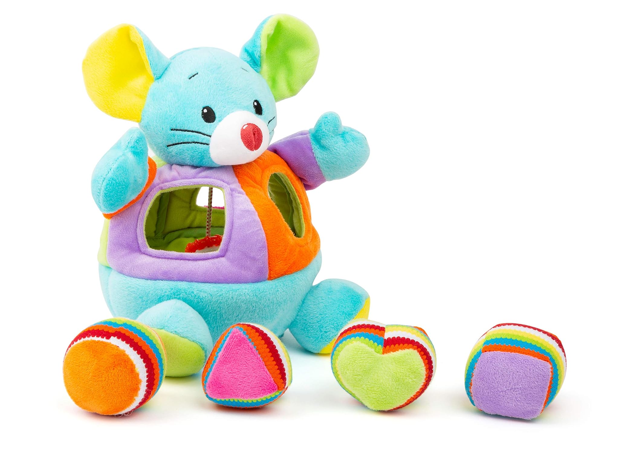 Small Foot - 11419 Topolino Peluche ad Incastro, Giocattolo per la motricità con sonaglio e funzioni sonore