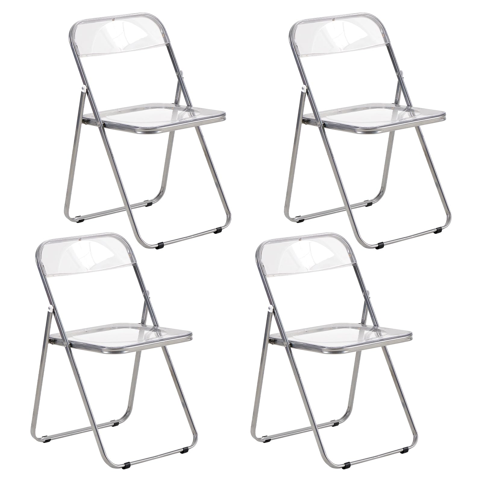 Luxnook Set 4 Sedie Pieghevoli in Metallo Trasparente