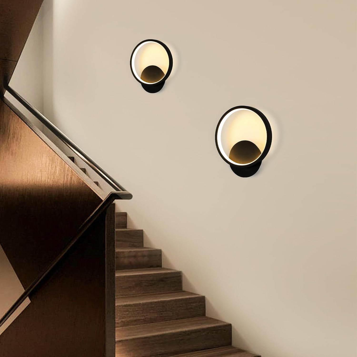 Applique da Parete LED Interno 12W 2 Pezzi, Nero - immagine 3