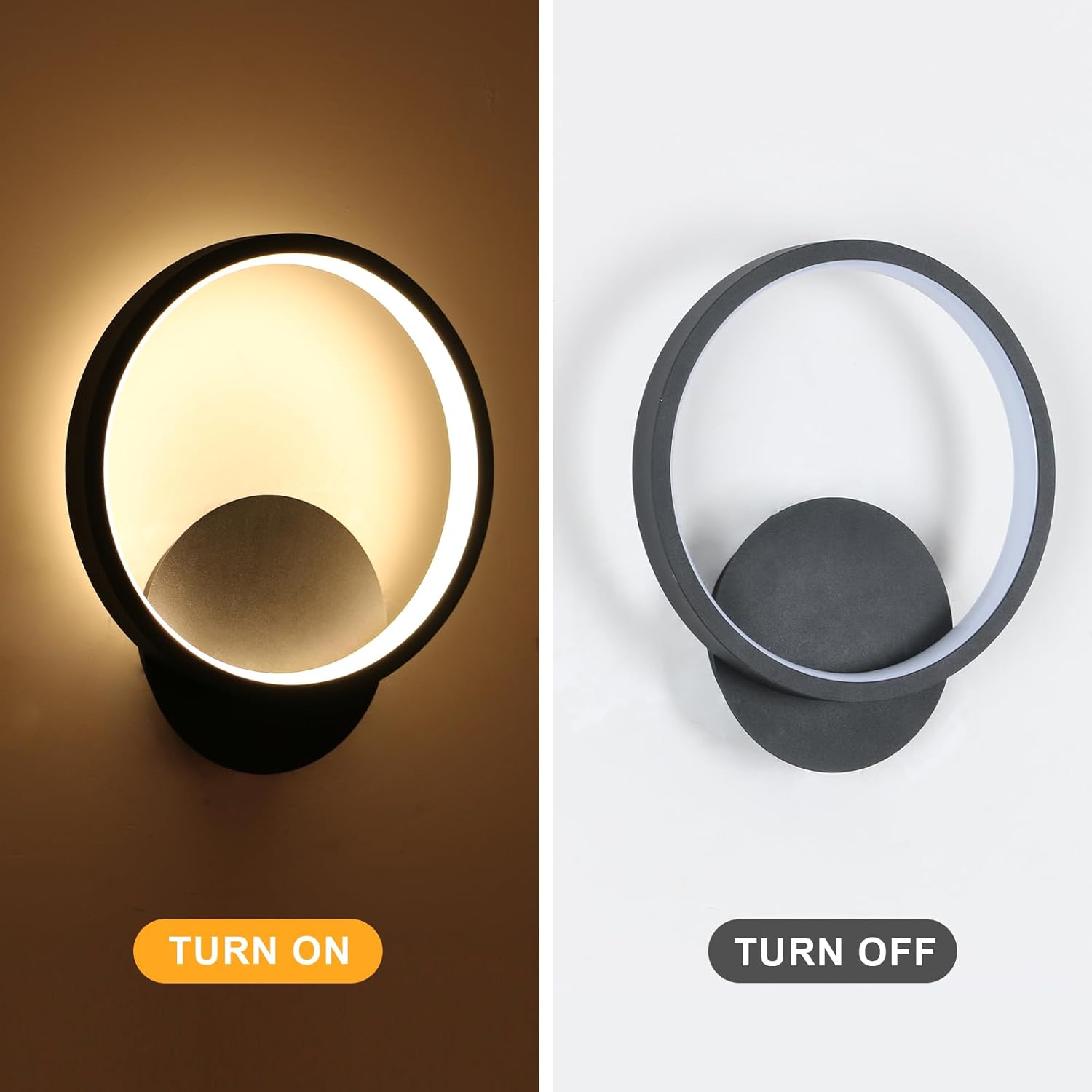 Applique da Parete LED Interno 12W 2 Pezzi, Nero - immagine 6