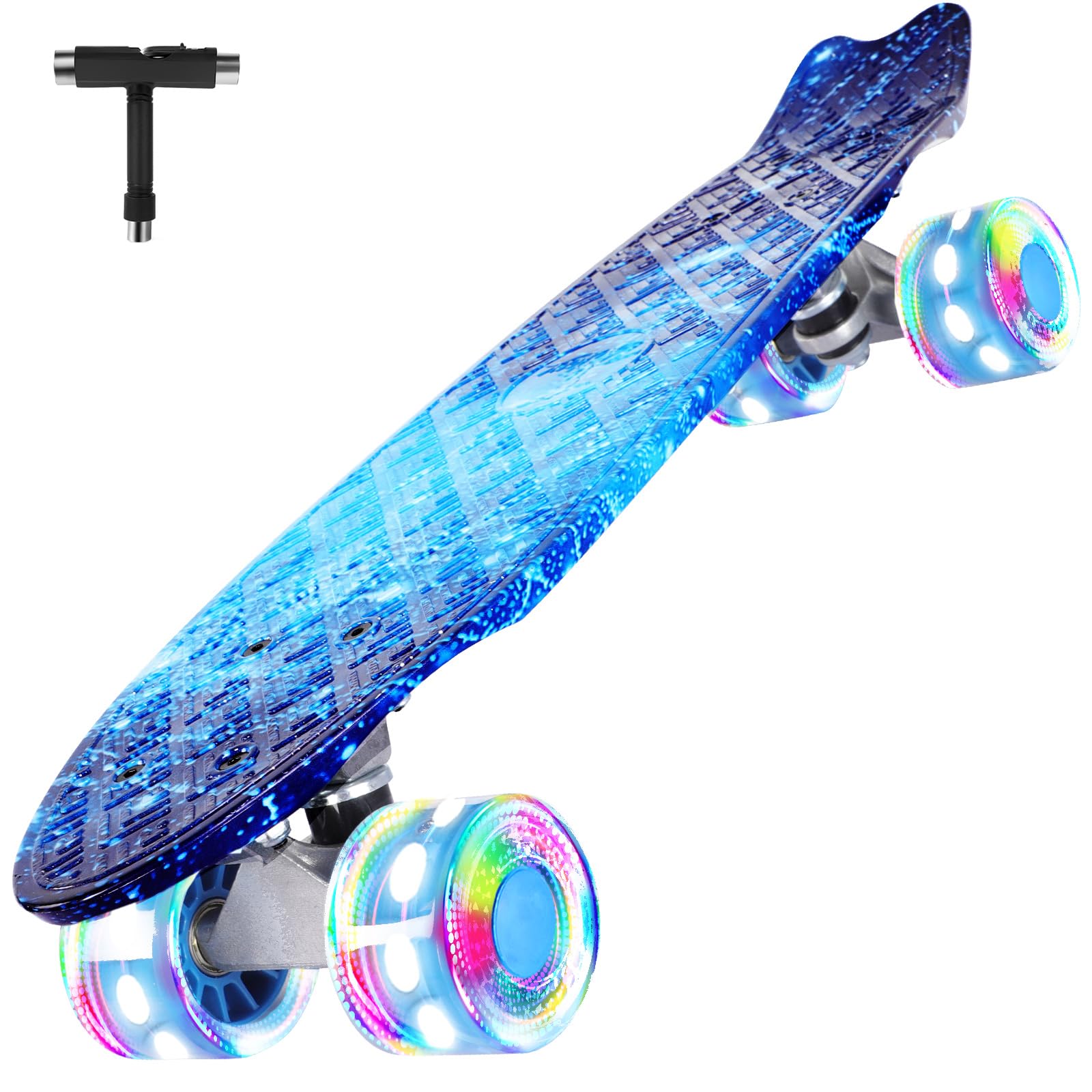 Beleev Skateboard Cruiser 55,9 cm con Ruote LED