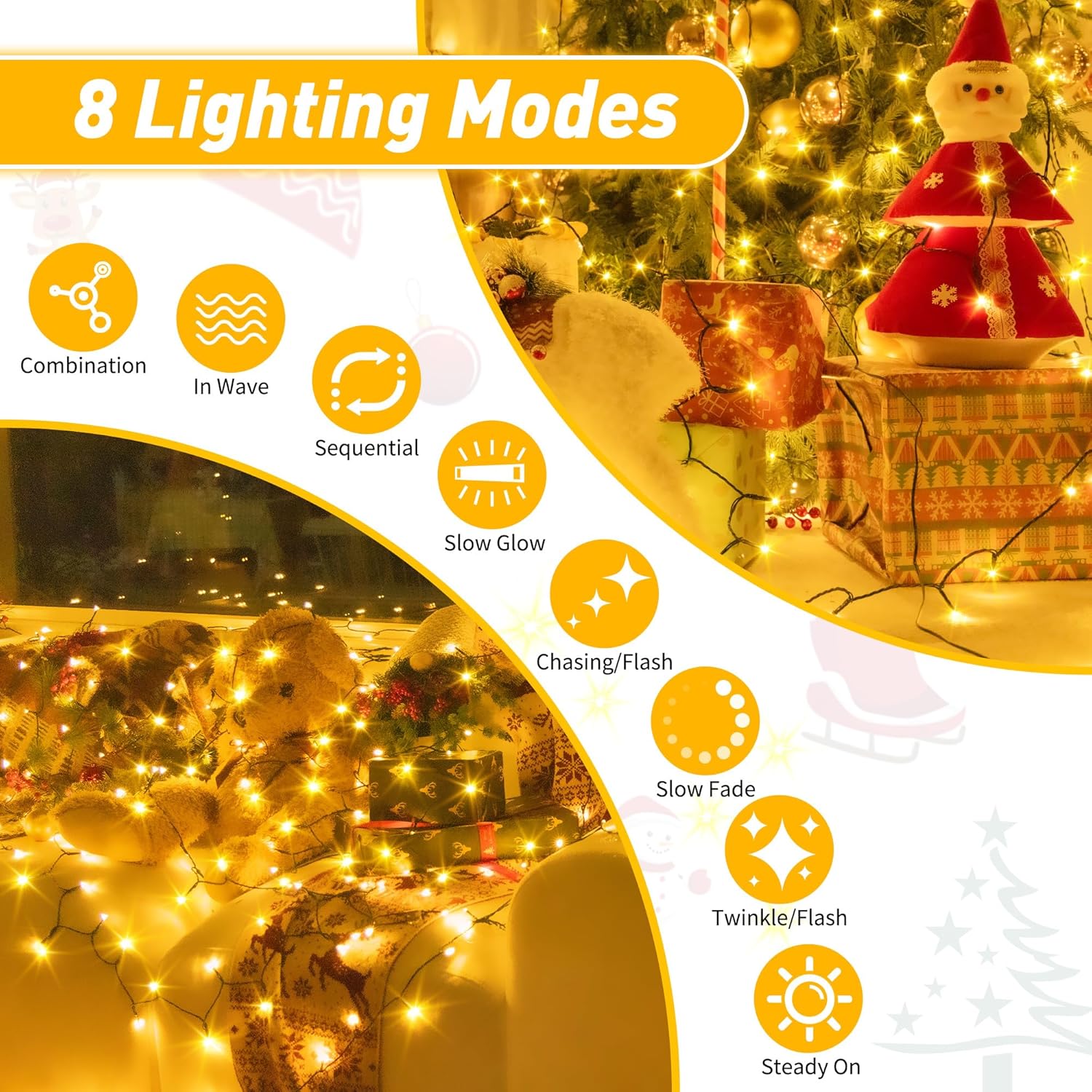 Luci Natale Esterno 40m 400 LED, Impermeabile IP44 - immagine 5