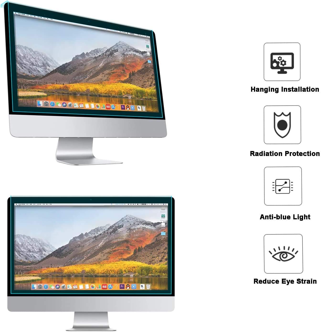 Mosiso Protezione Schermo PC Anti Luce Blu 25"-27" - immagine 4