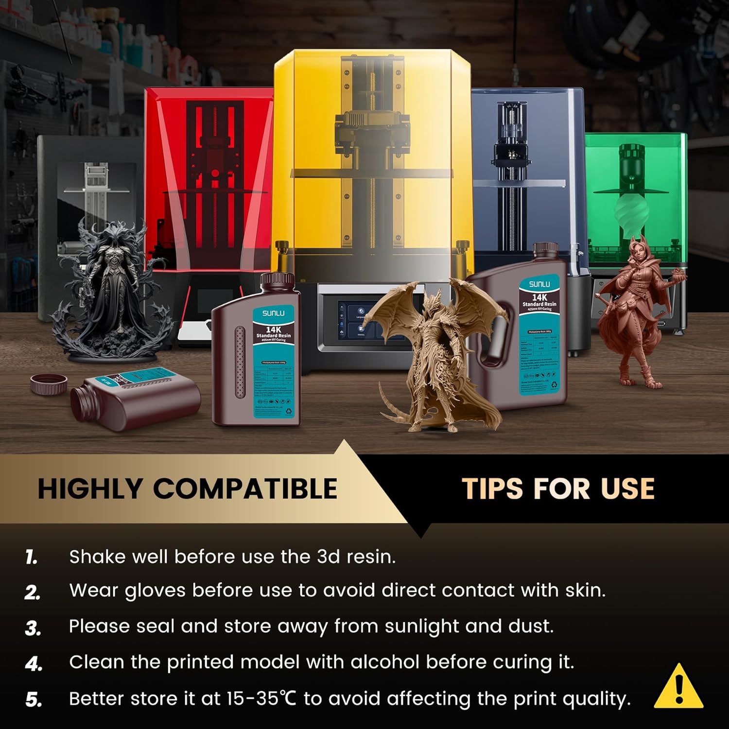 Sunlu 14K Resina per Stampante 3D 2KG, Grigio - immagine 7