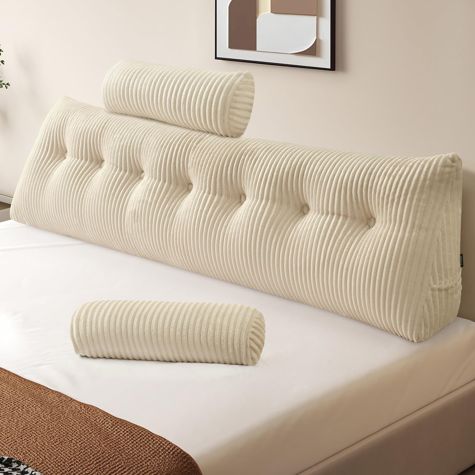 Cuscino Schienale Triangolare per Testiera, Crema