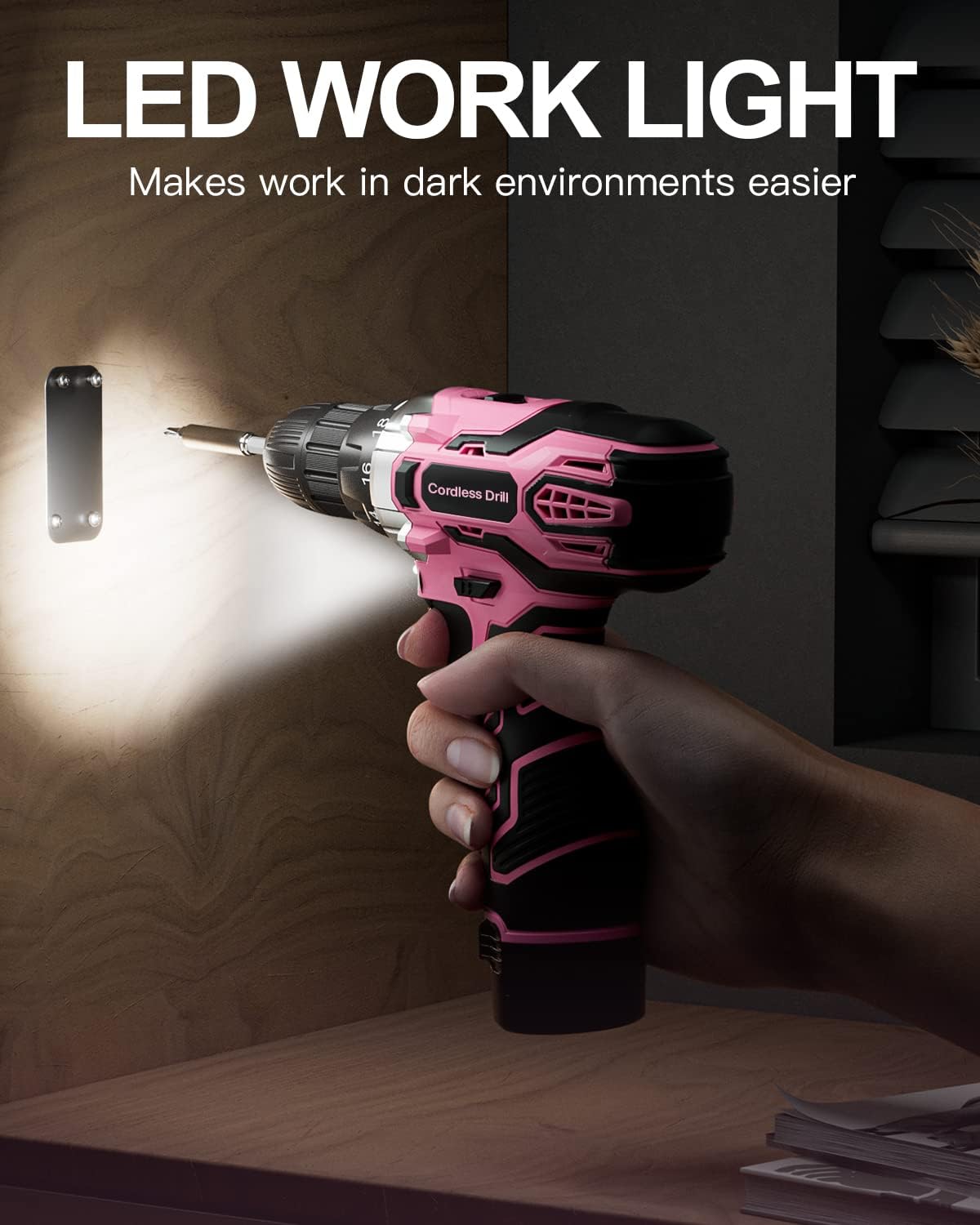 Trapano Avvitatore a Batteria 12V Rosa Max 25Nm - immagine 3