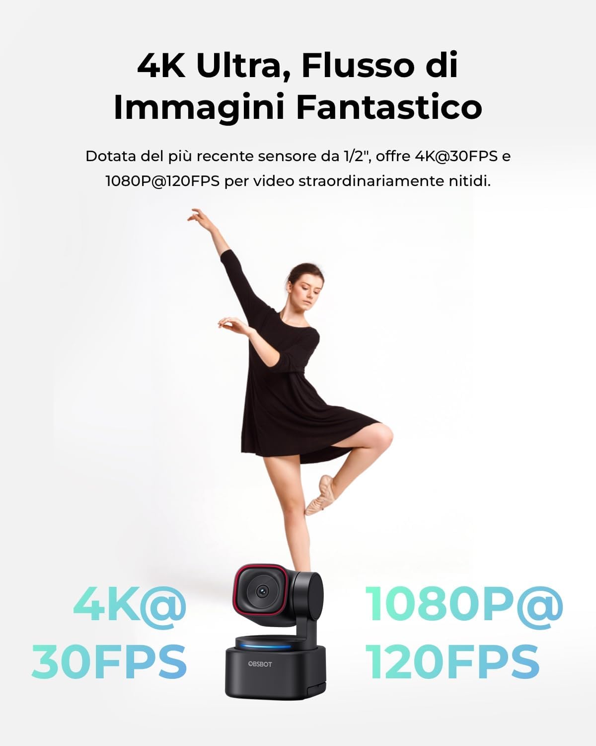 Obsbot Tiny 3 Lite - Webcam 4K AI-Powered PTZ - immagine 2