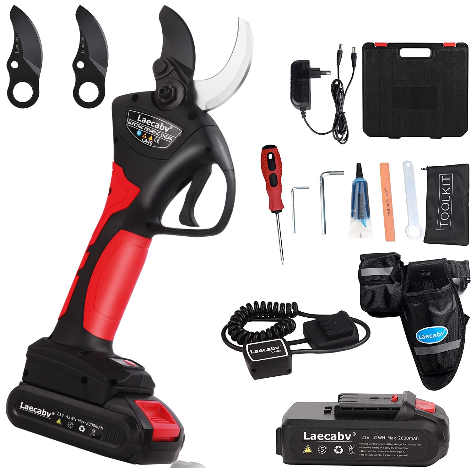 Laecabv Forbici Potatura Elettriche 40mm con 2x2Ah Batteria