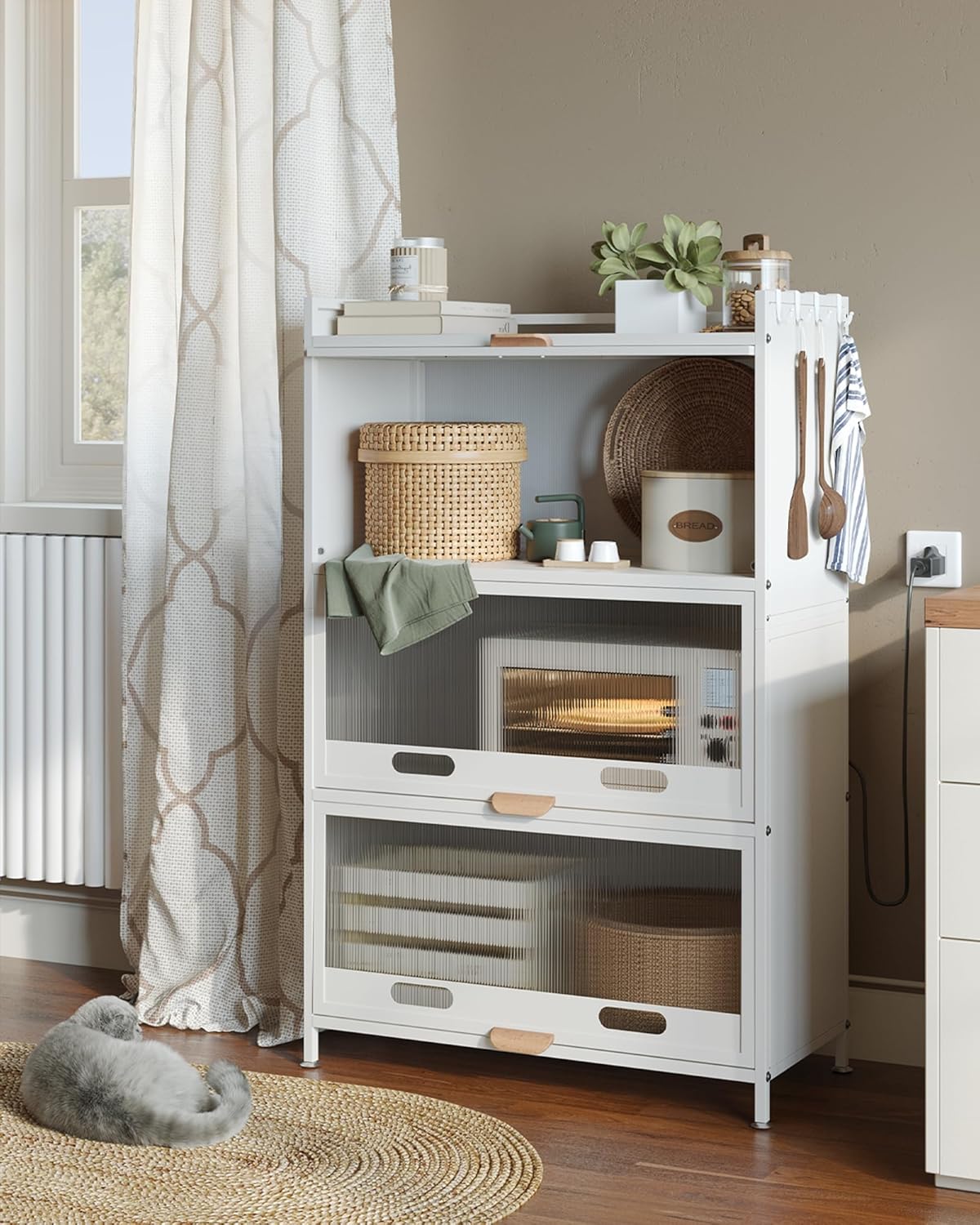 Netel Scaffale Cucina Inossidabile 4 Livelli Bianco - immagine 4