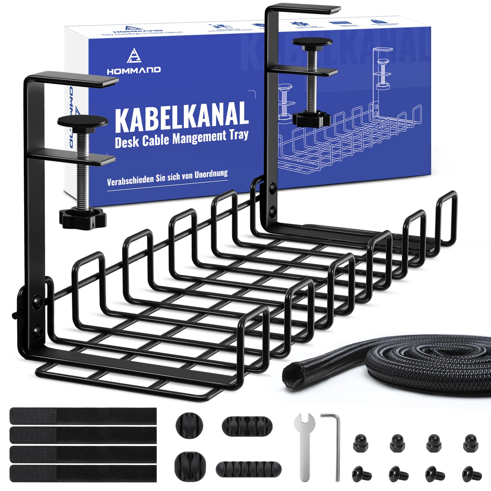 HOMMAND Raccogli Cavi Scrivania Sotto Tavolo, Nero