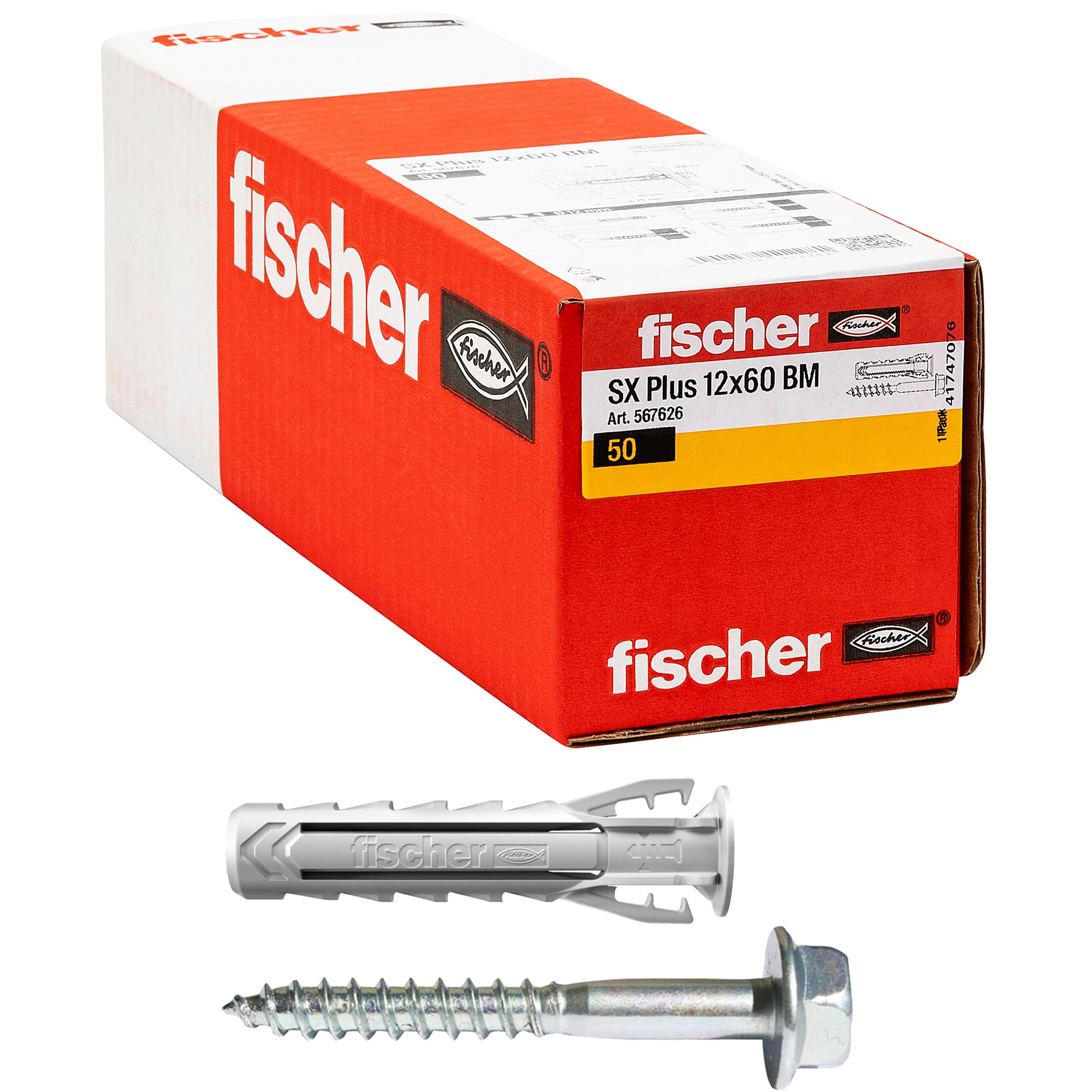 Fischer 50 Tasselli SX Plus BM con Vite Esagonale 12x60mm
