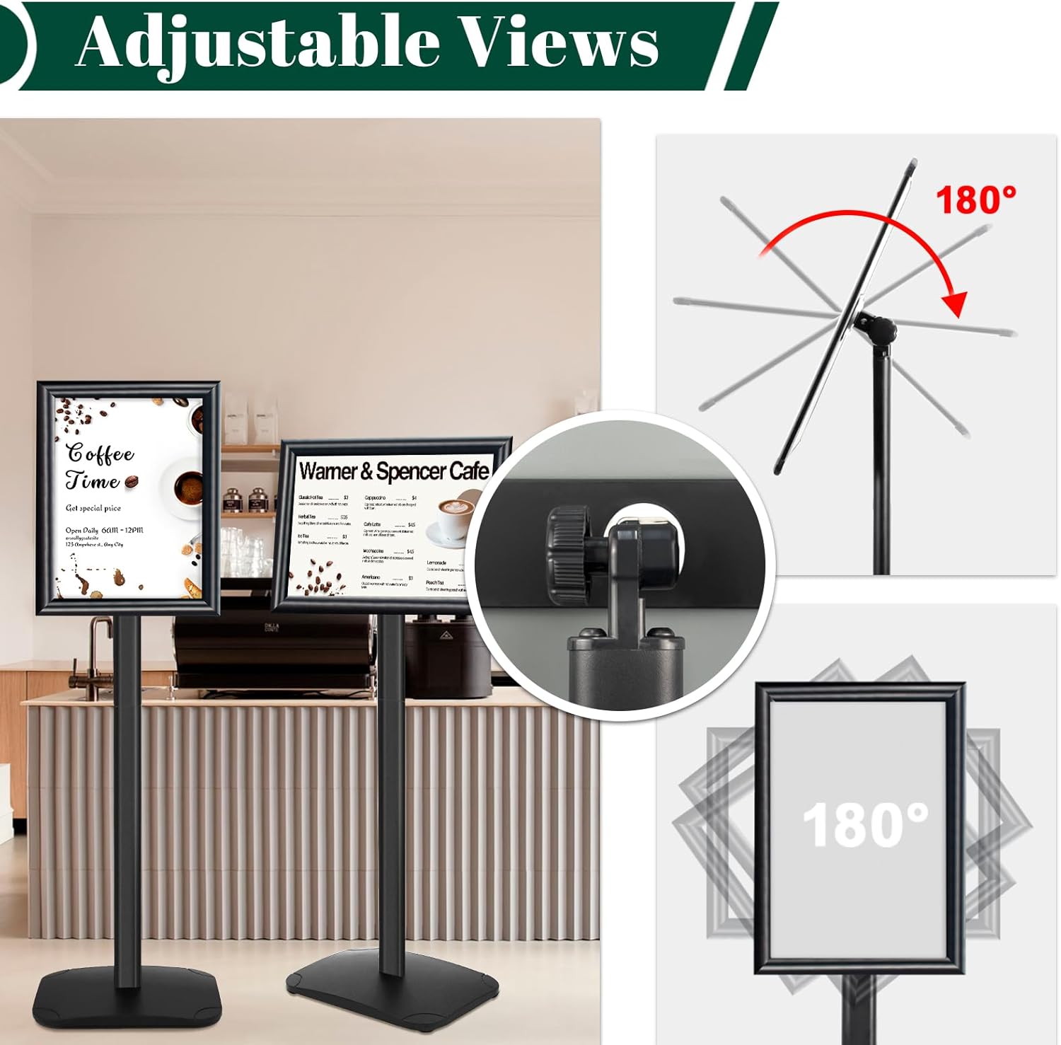 Mutualsign Espositore A4 Resistente con Base Stabile, Nero - immagine 3