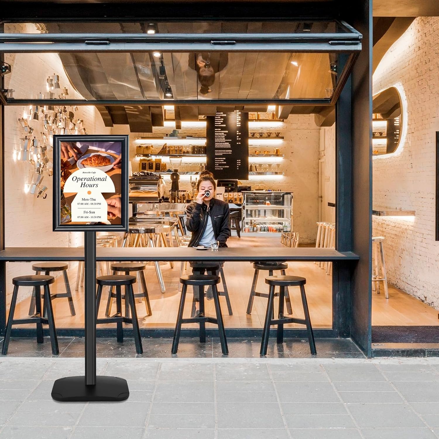 Mutualsign Espositore A4 Resistente con Base Stabile, Nero - immagine 7