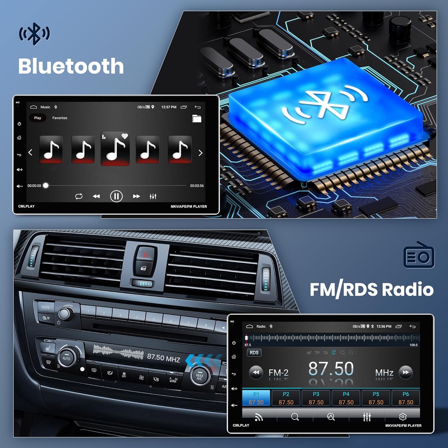 Autoradio Android 1 Din Wireless Carplay 9 pollici - immagine 5