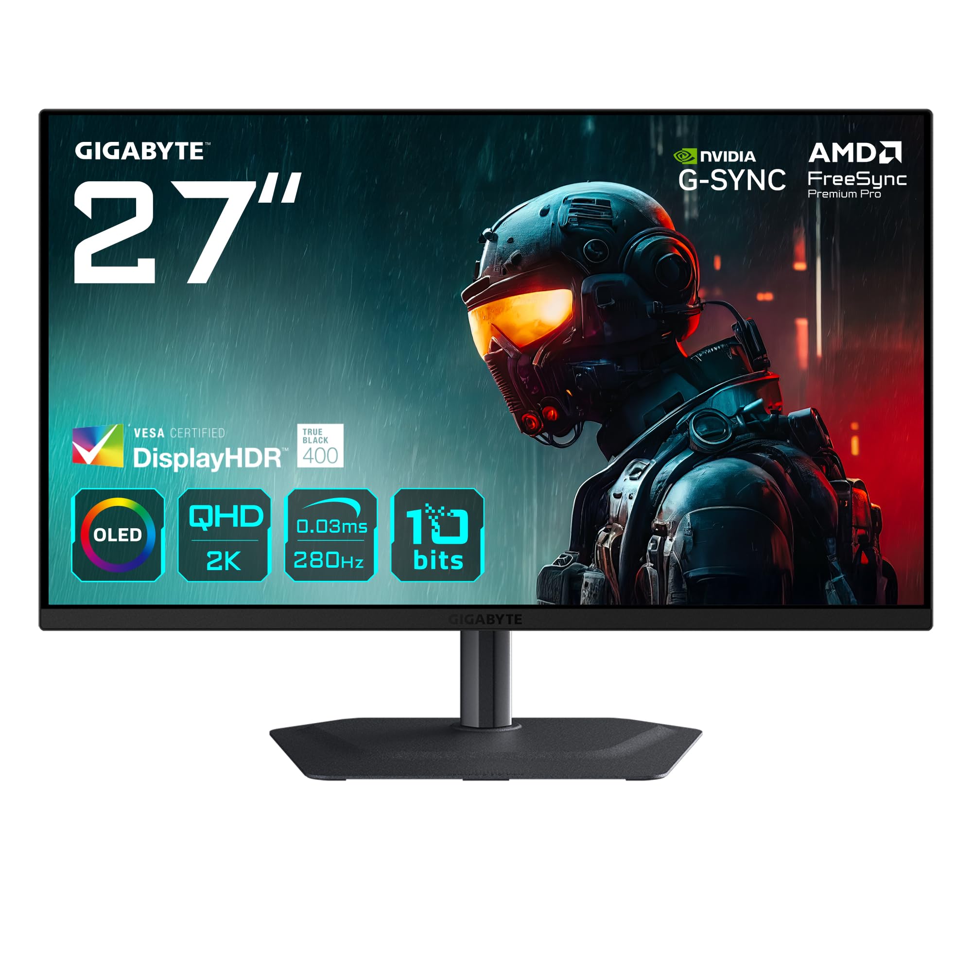 Gigabyte MO27Q2A Monitor da gioco OLED 2K QHD 27" – 2560 x 1440, 280Hz, 0,03ms, 250 cd/m², FreeSync Premium Pro, DisplayHDR True Black 400, HDMI 2.1, DisplayPort 1.4