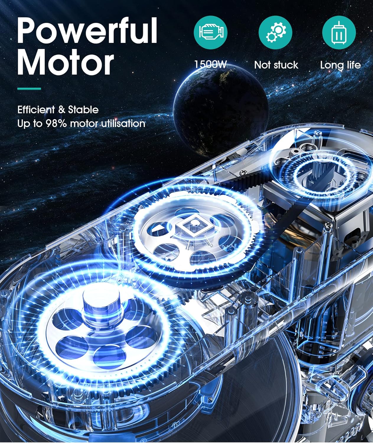 Facelle Impastatrice Planetaria 1500W 6,5 L, Argento - immagine 2