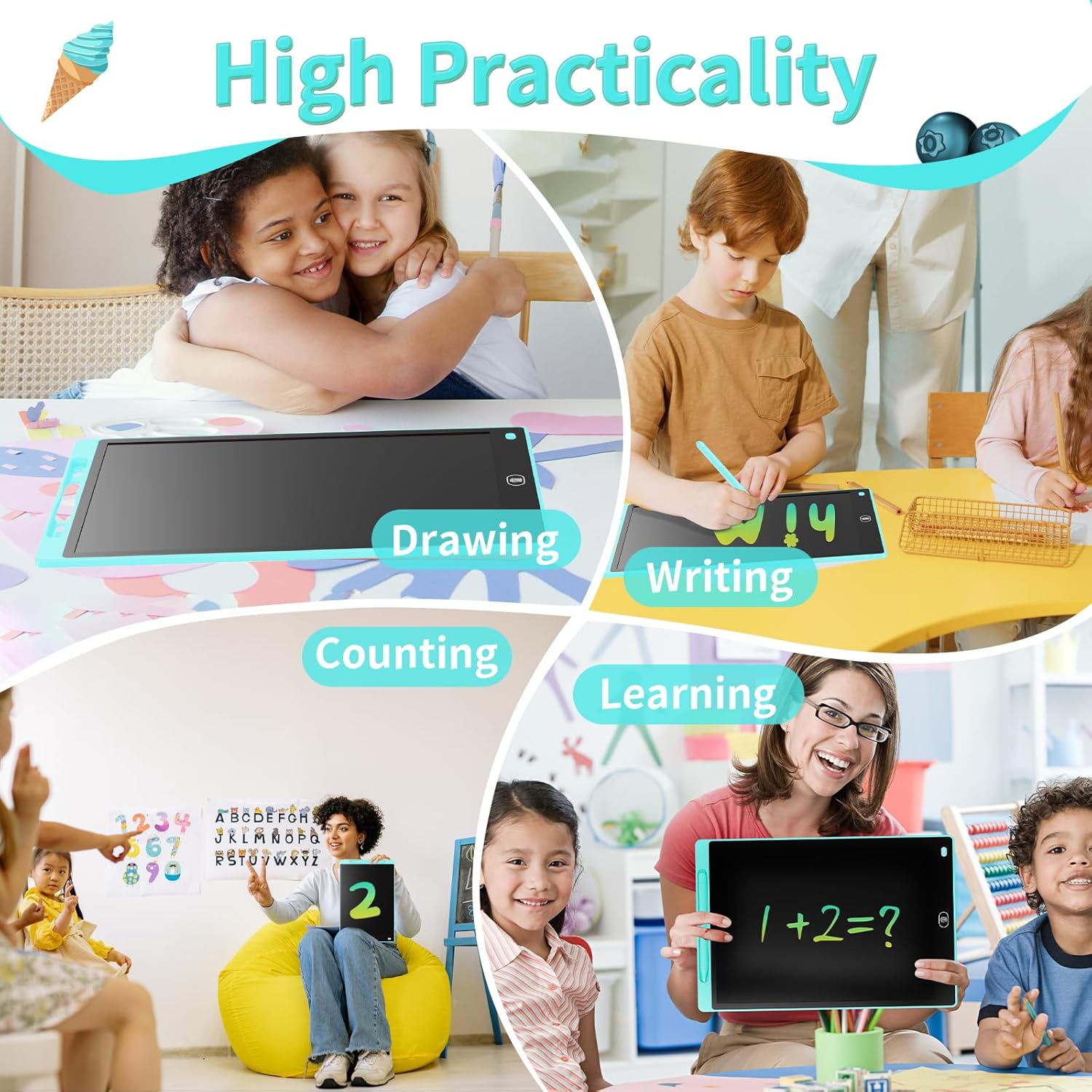 Genialba Tavoletta Grafica LCD Scrittura Colorato 10 Pollici, Blu - immagine 6