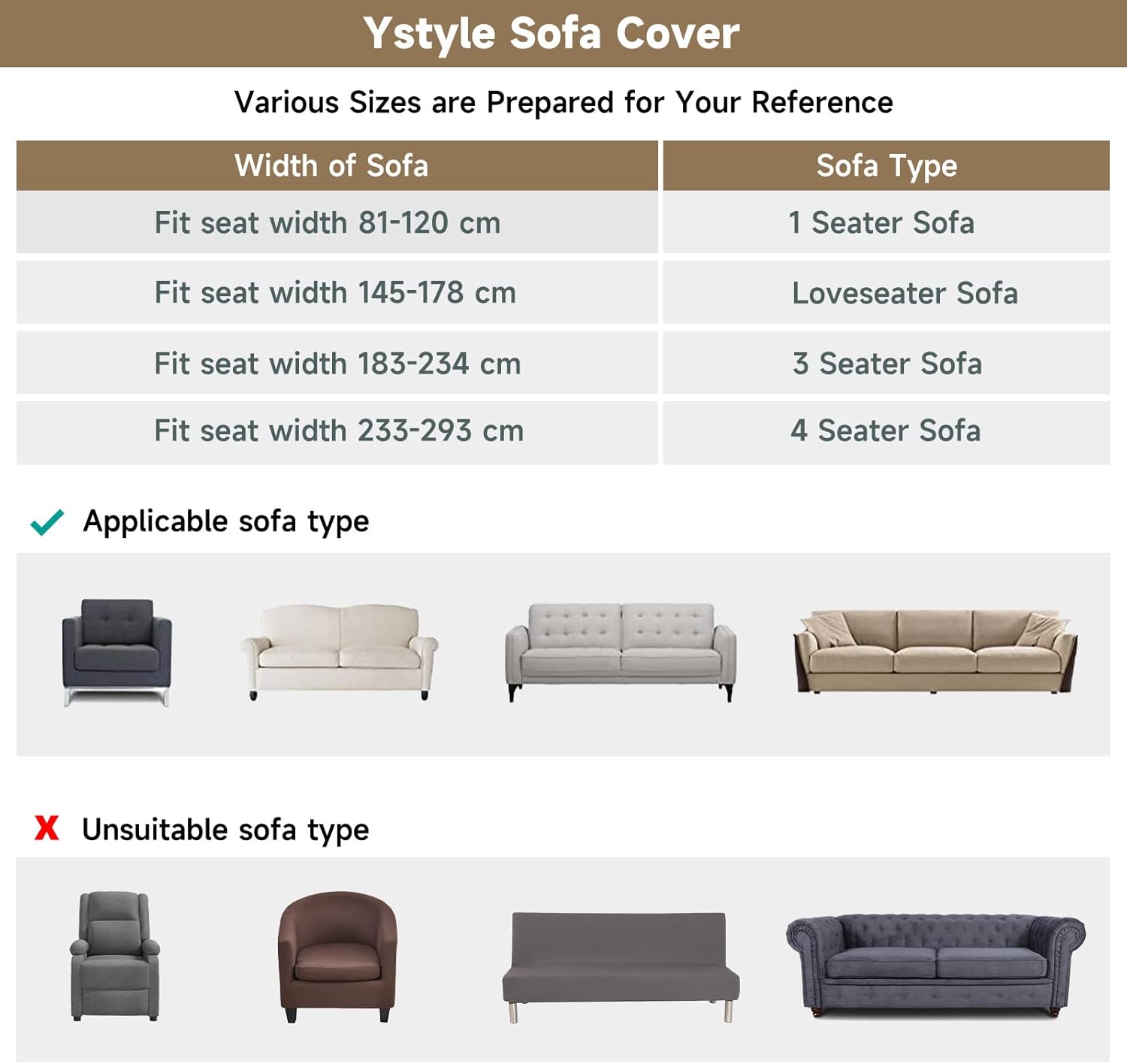 Ystyle Copridivano 3 Posti Elasticizzato, Sabbia - immagine 7