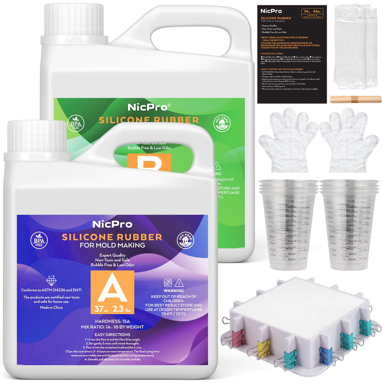 Nicpro Kit Gomma di Silicone Liquido 2.2L