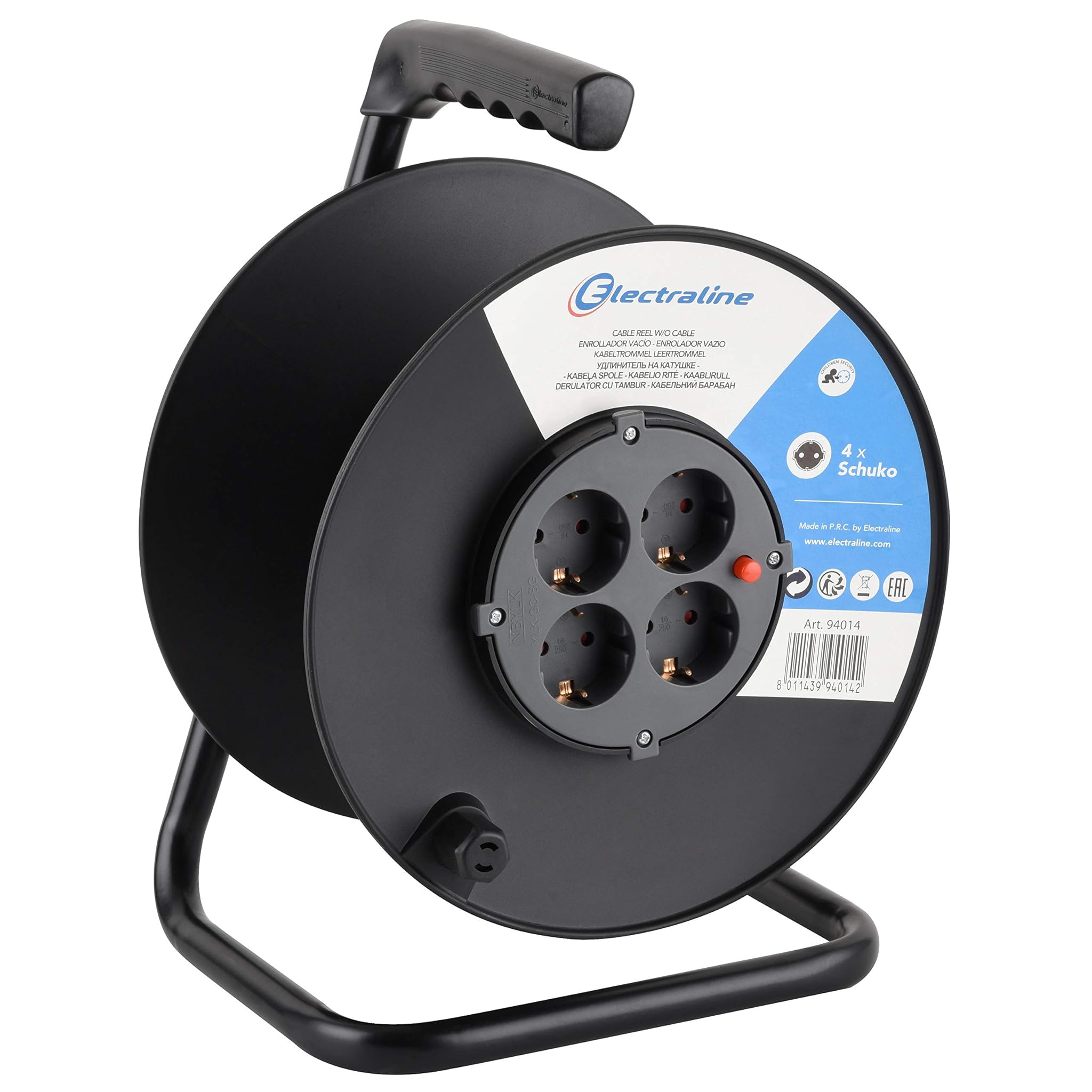 Electraline 94014 - Avvolgicavo Vuoto 4 Prese, Grigio