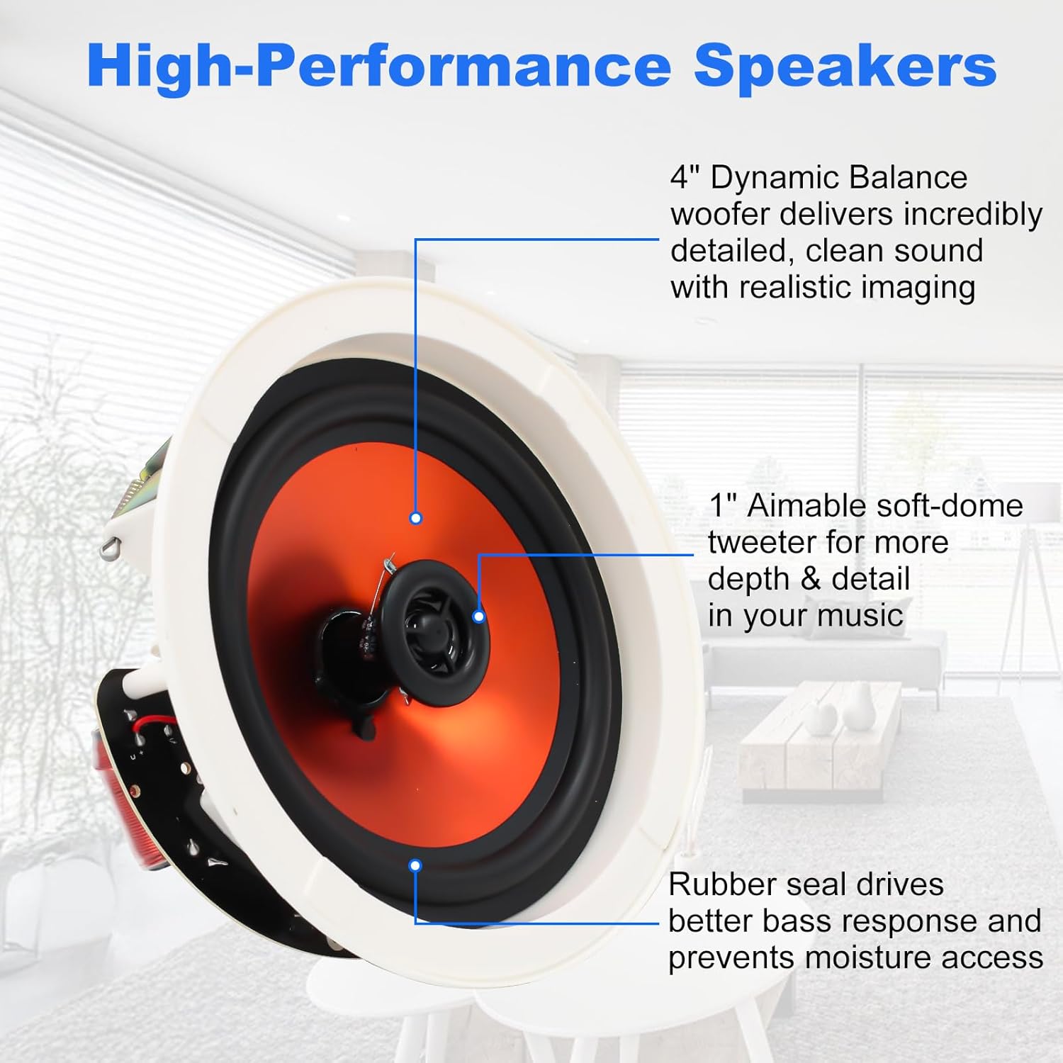 Herdio Altoparlanti Bluetooth da soffitto da 4 pollici (coppie) - immagine 3