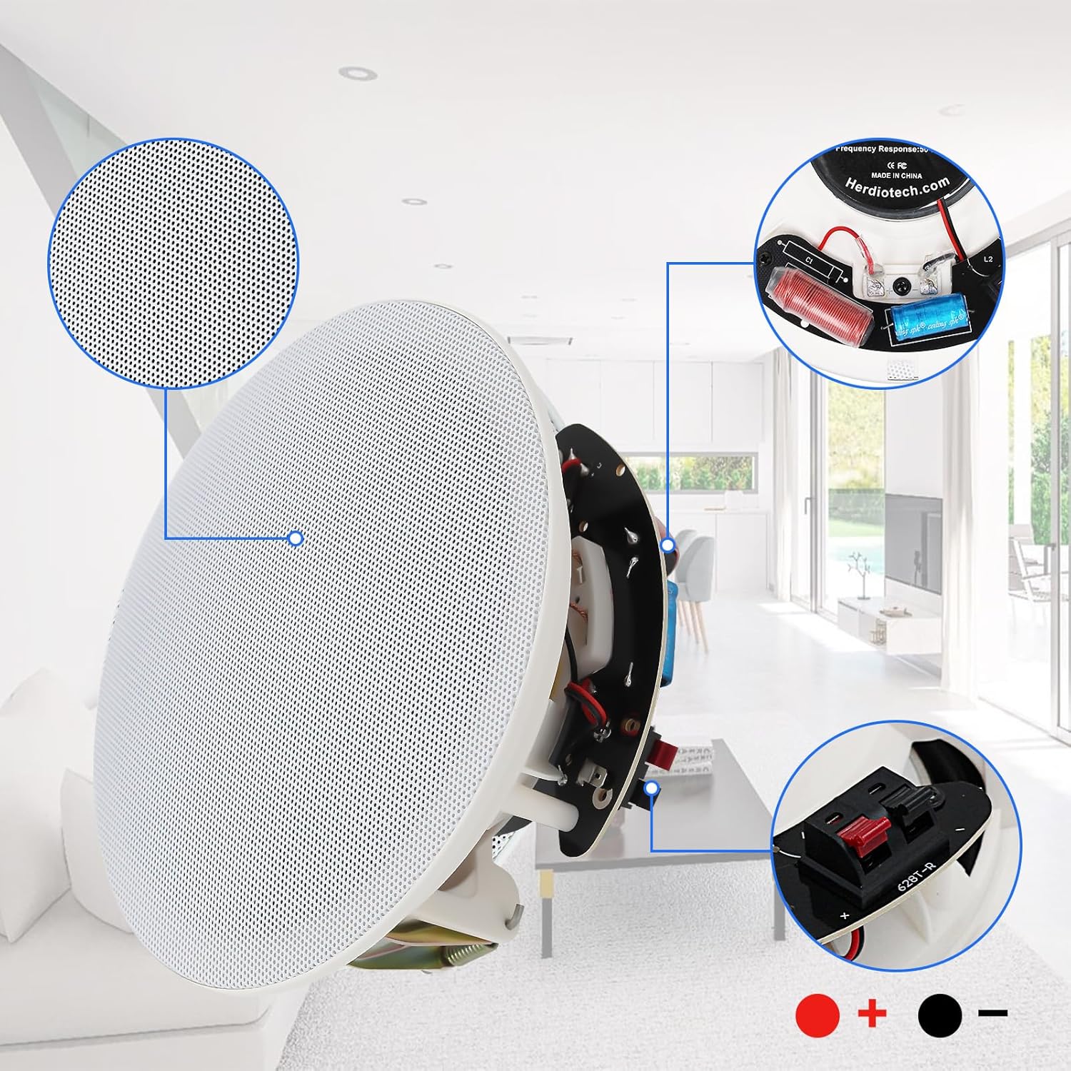 Herdio Altoparlanti Bluetooth da soffitto da 4 pollici (coppie) - immagine 4