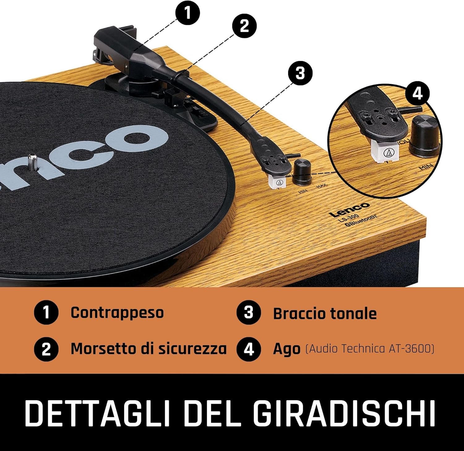 Lenco LS300WD - Giradischi Stereo con Altoparlanti Bluetooth - immagine 3