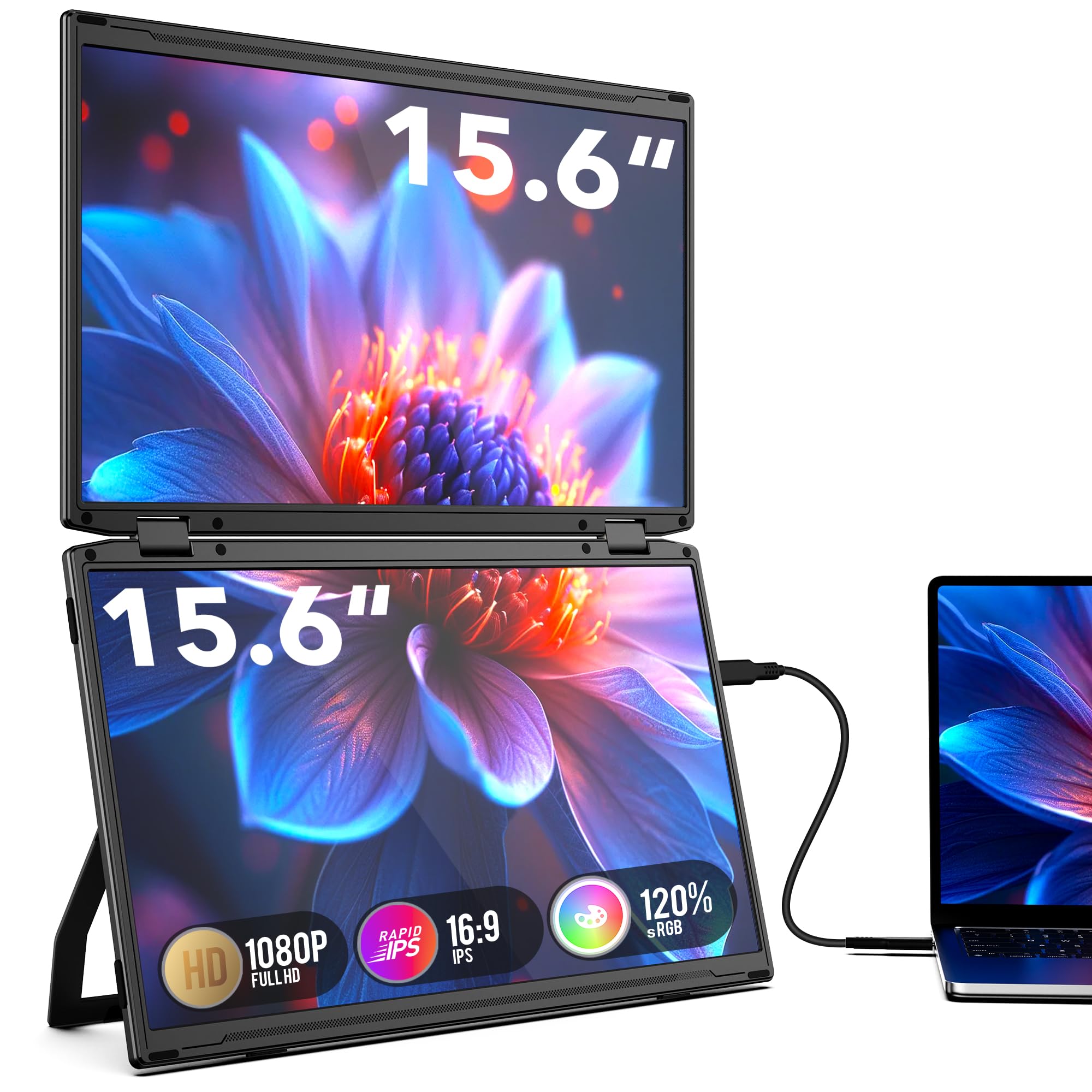 Smiseacow Monitor Portatile Triplo 15,6" IPS 1080P FHD