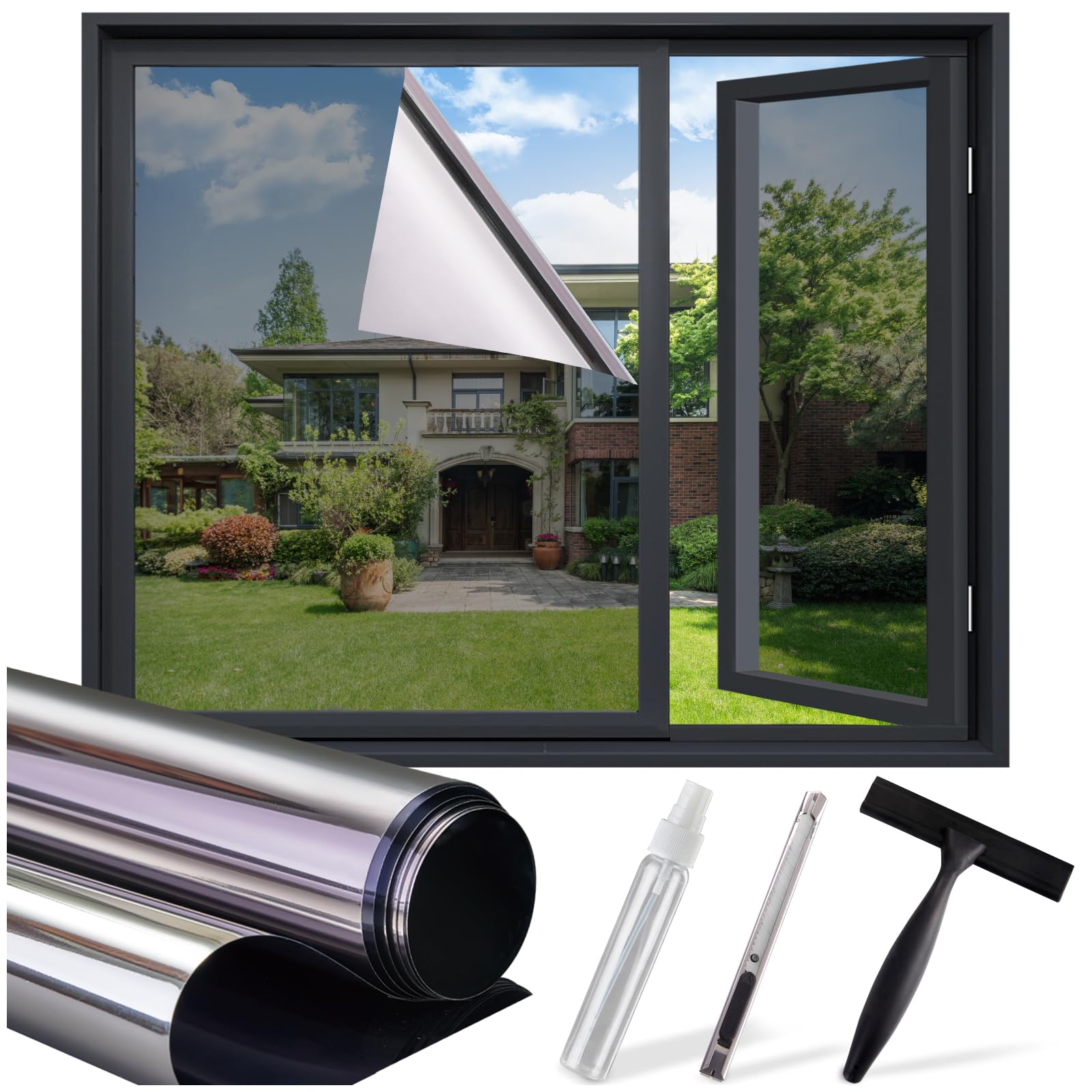 Lifetree Pellicola a Specchio per Finestre 90x400 cm, Argento