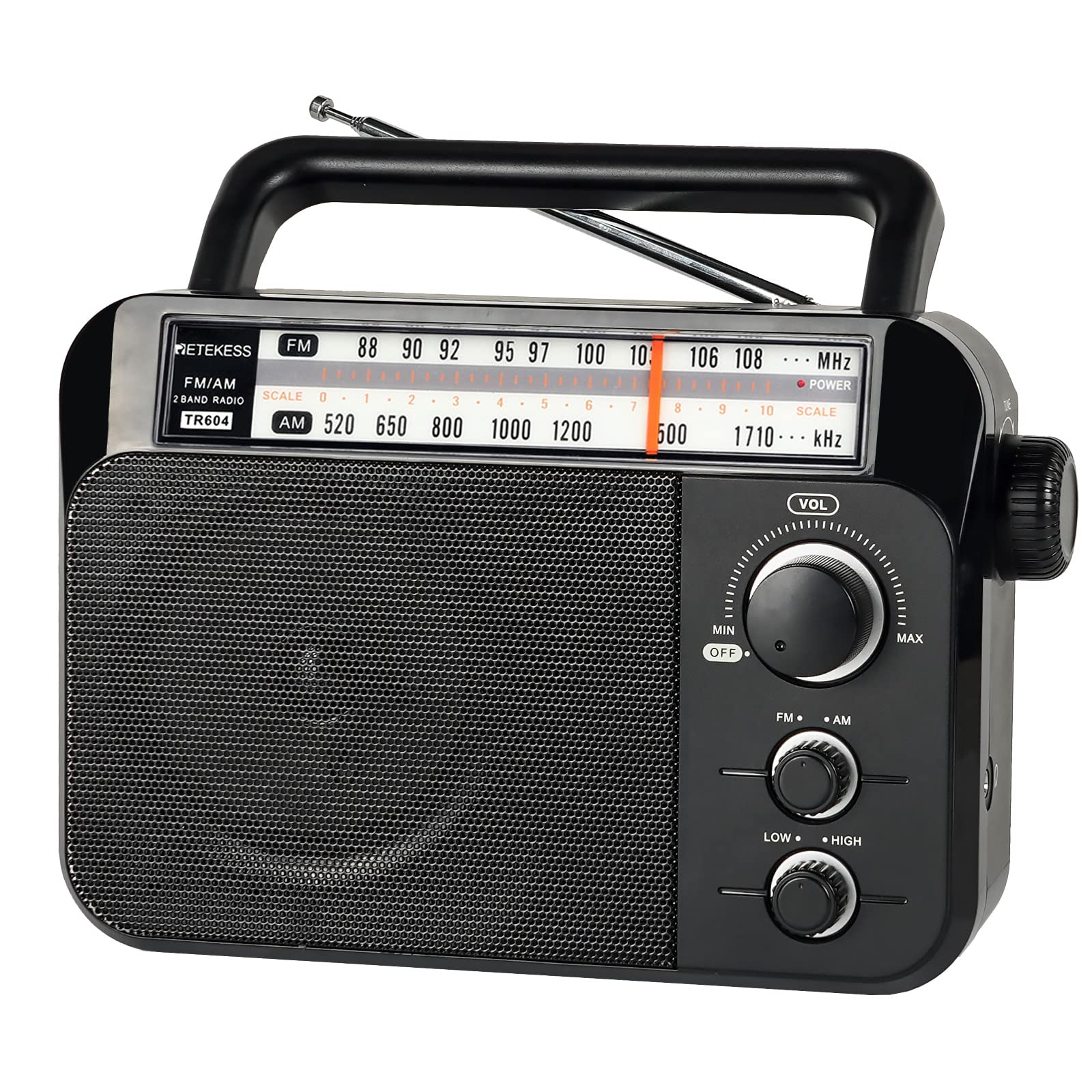 Retekess TR604 Radio Portatile FM AM, Nera