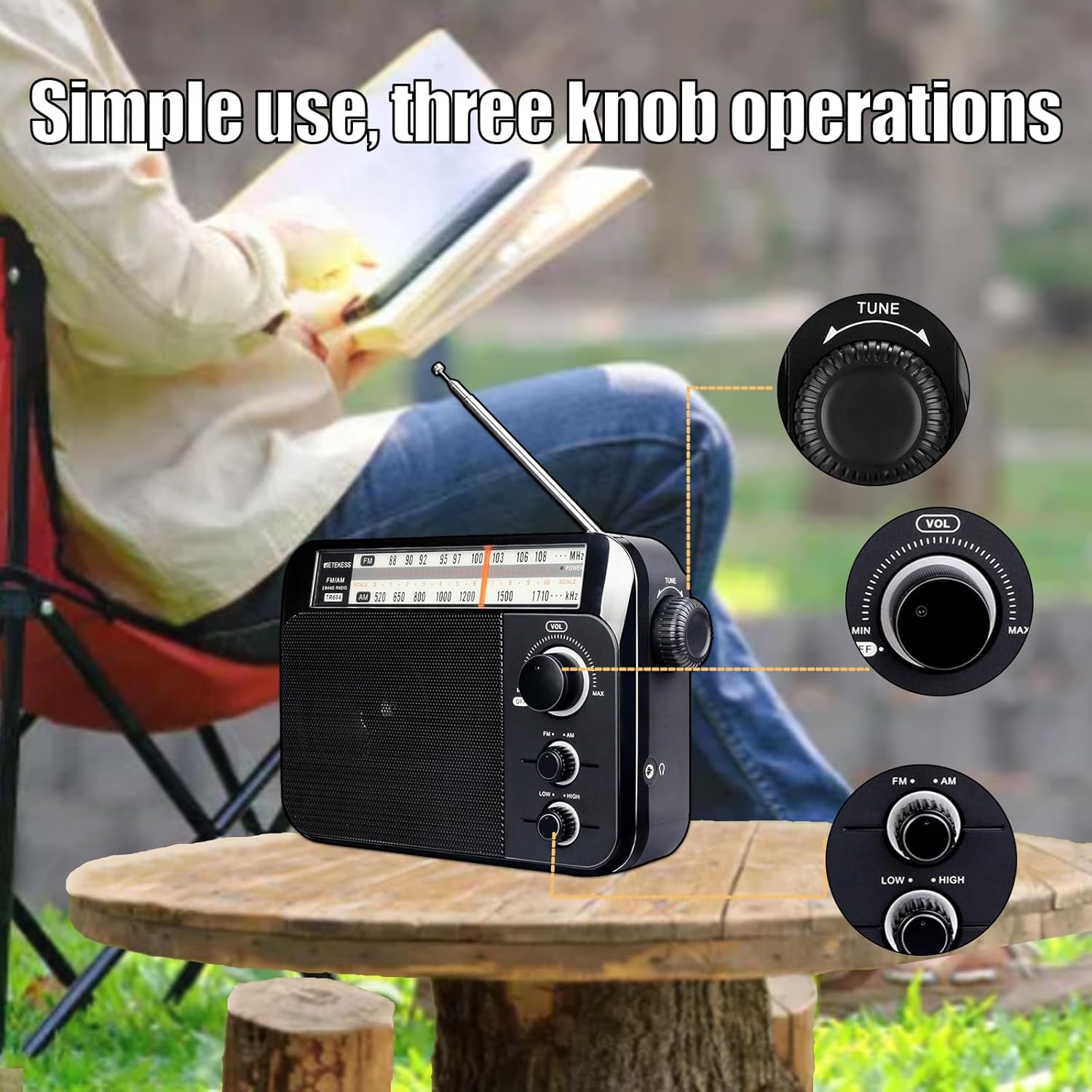 Retekess TR604 Radio Portatile FM AM, Nera - immagine 2