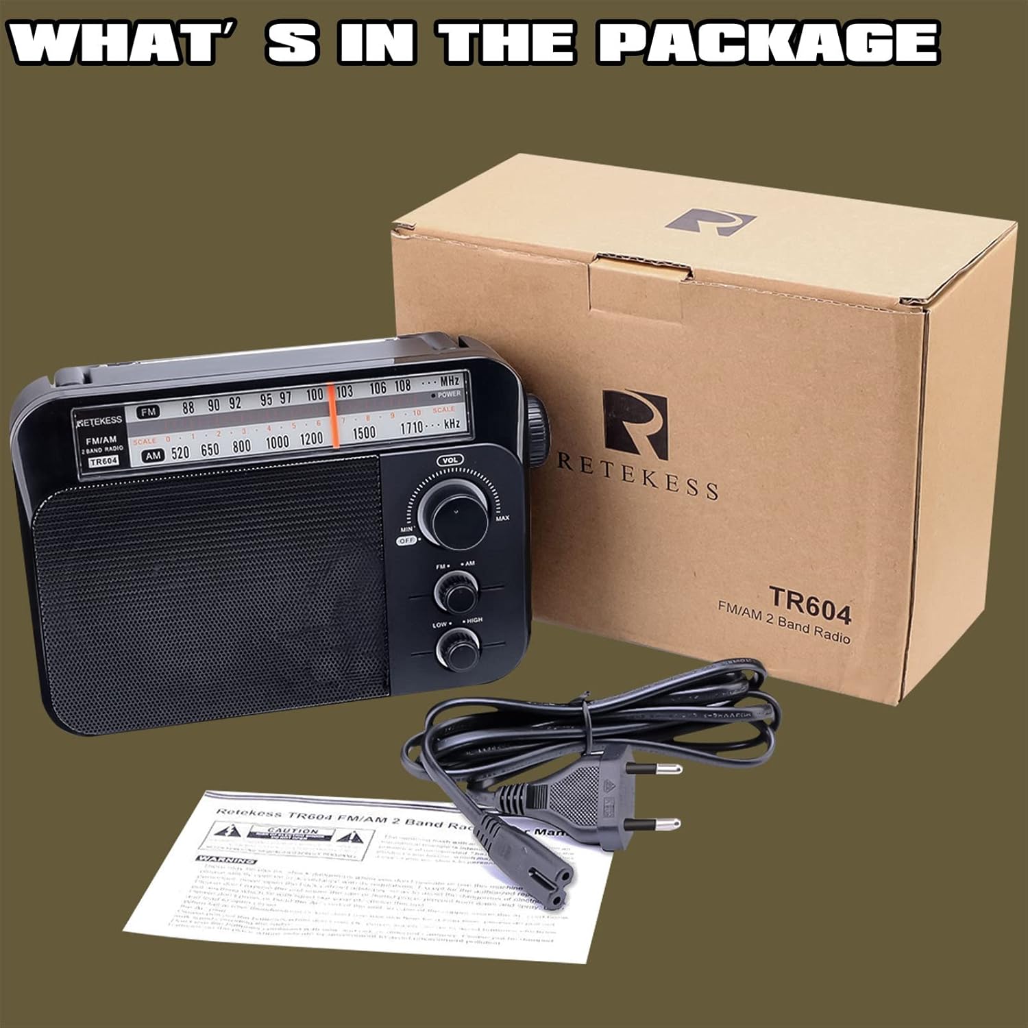 Retekess TR604 Radio Portatile FM AM, Nera - immagine 8