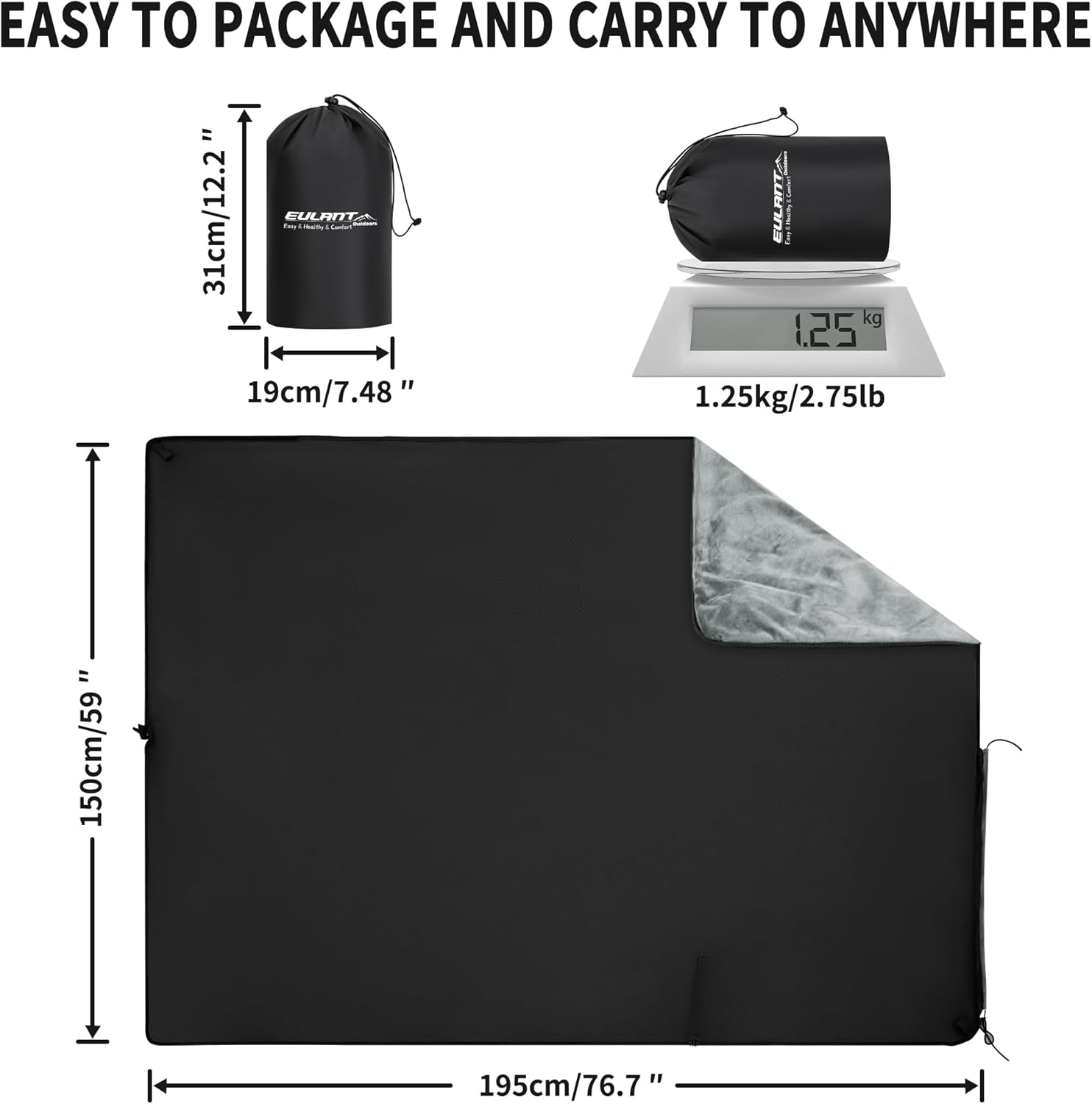 Eulant Coperta Campeggio Impermeabile con Cappuccio - immagine 3